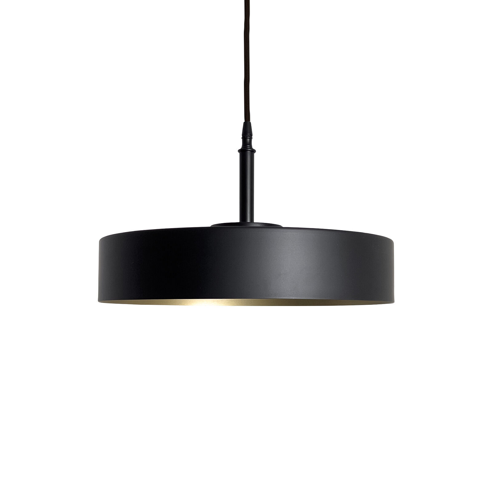 Suspension ronde noir or E27 Ø 40 cm laiton fer