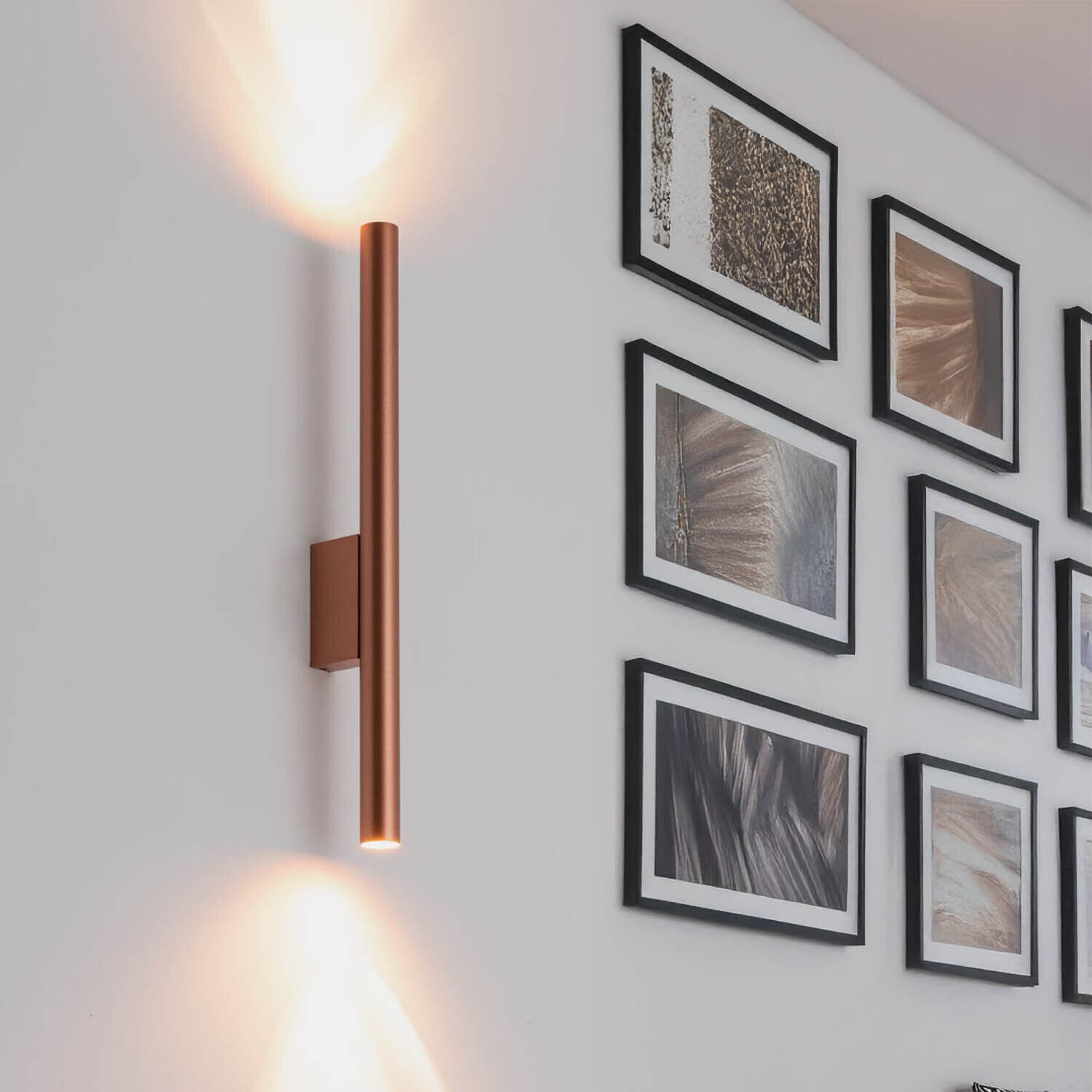 Wandlampe Kupfer 2-flammig Up Down G9 Metall indirekt Fotorahmen, Drinnen, Innenarchitektur