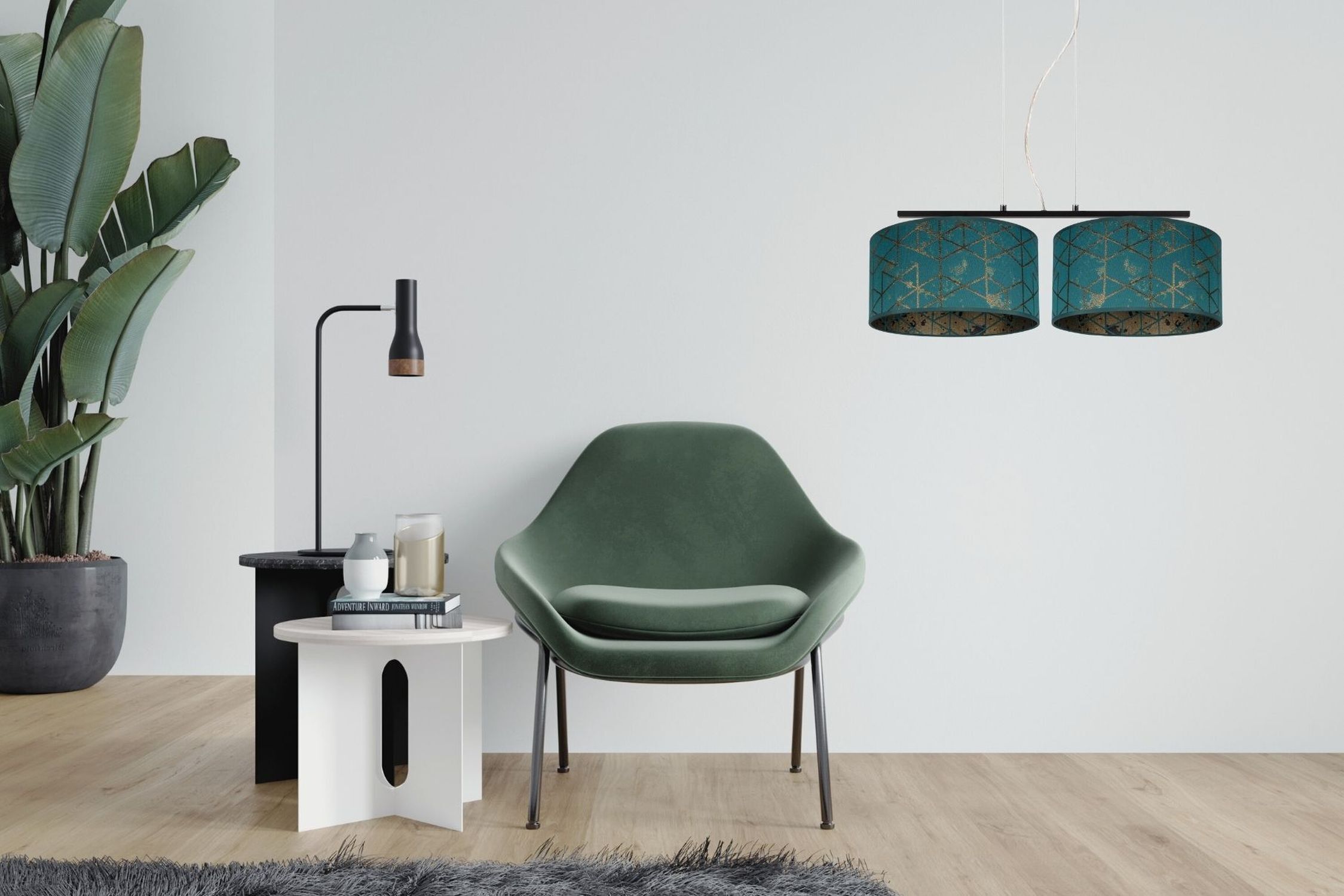 Stoff Pendelleuchte blendarm Grün Muster E27 70 cm lang Lampe, Klebeband, Stuhl, Mobiliar, Pflanze