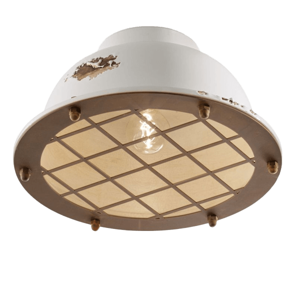 Industrielampen Vintage Deckenleuchte, Gitterabdeckung, Metall, weiß, Glühbirne