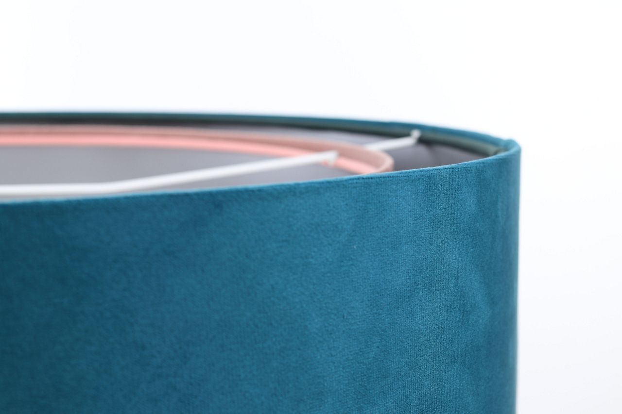 Hängelampe rund Ø 50 cm E27 Türkis Rosa Silber Stoffschirm Hängelampe rund Ø 50 cm E27 Türkis Rosa Silber Stoffschirm