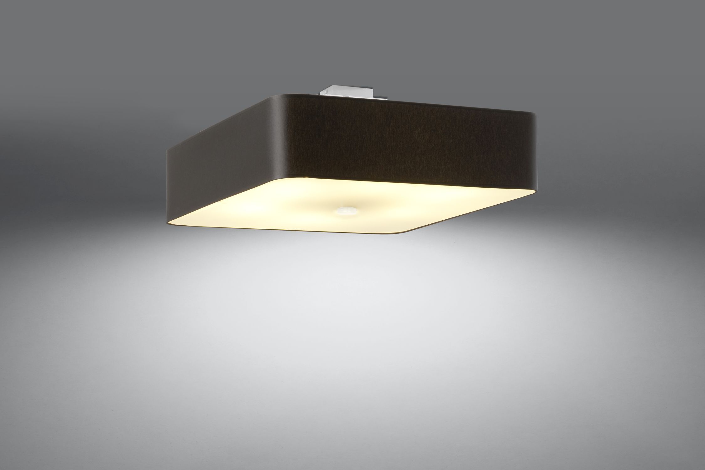 Deckenlampe Schwarz Stoff Glas quadratisch B: 55 cm