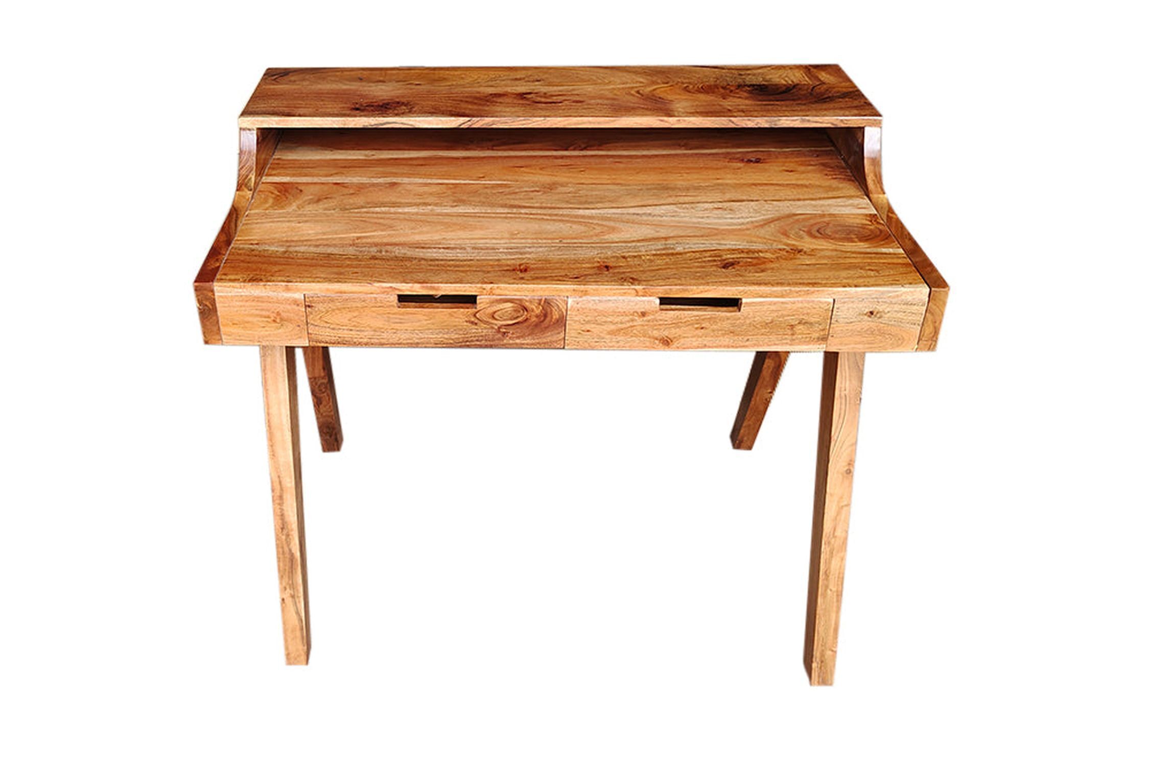 Bureau avec tiroir en bois d'acacia naturel 100x84 cm Moebel, Tabelle, Schreibtisch, Holz, Klavier