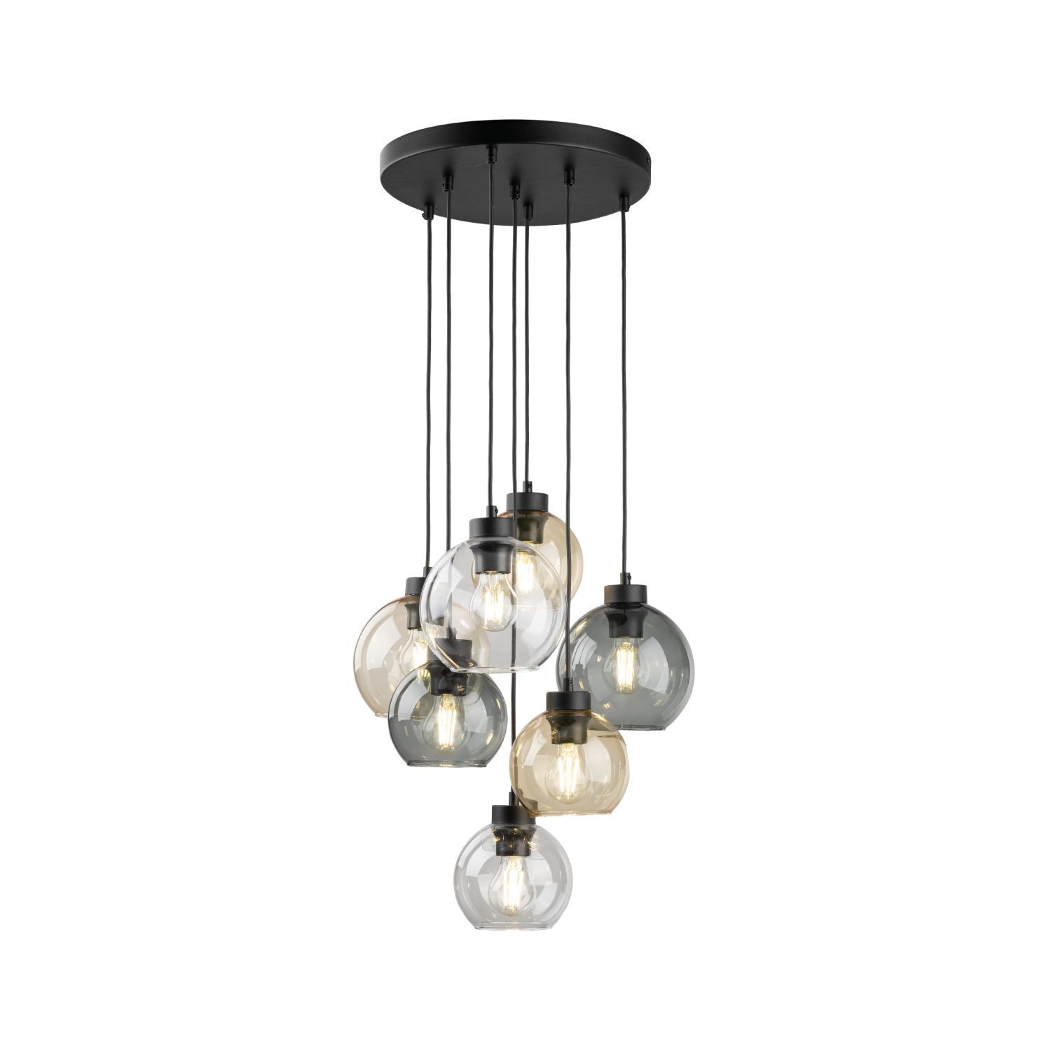 Hängelampe Rauchglas H: max. 140 cm verstellbar 7x E27