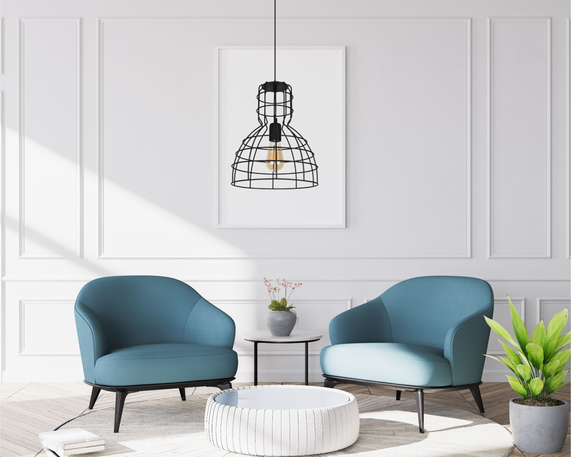 Schwarze Hängelampe Drahtschirm Metall Ø30 cm E27 Loft Moebel, Lampe, Drinnen, Innenarchitektur, Stuhl