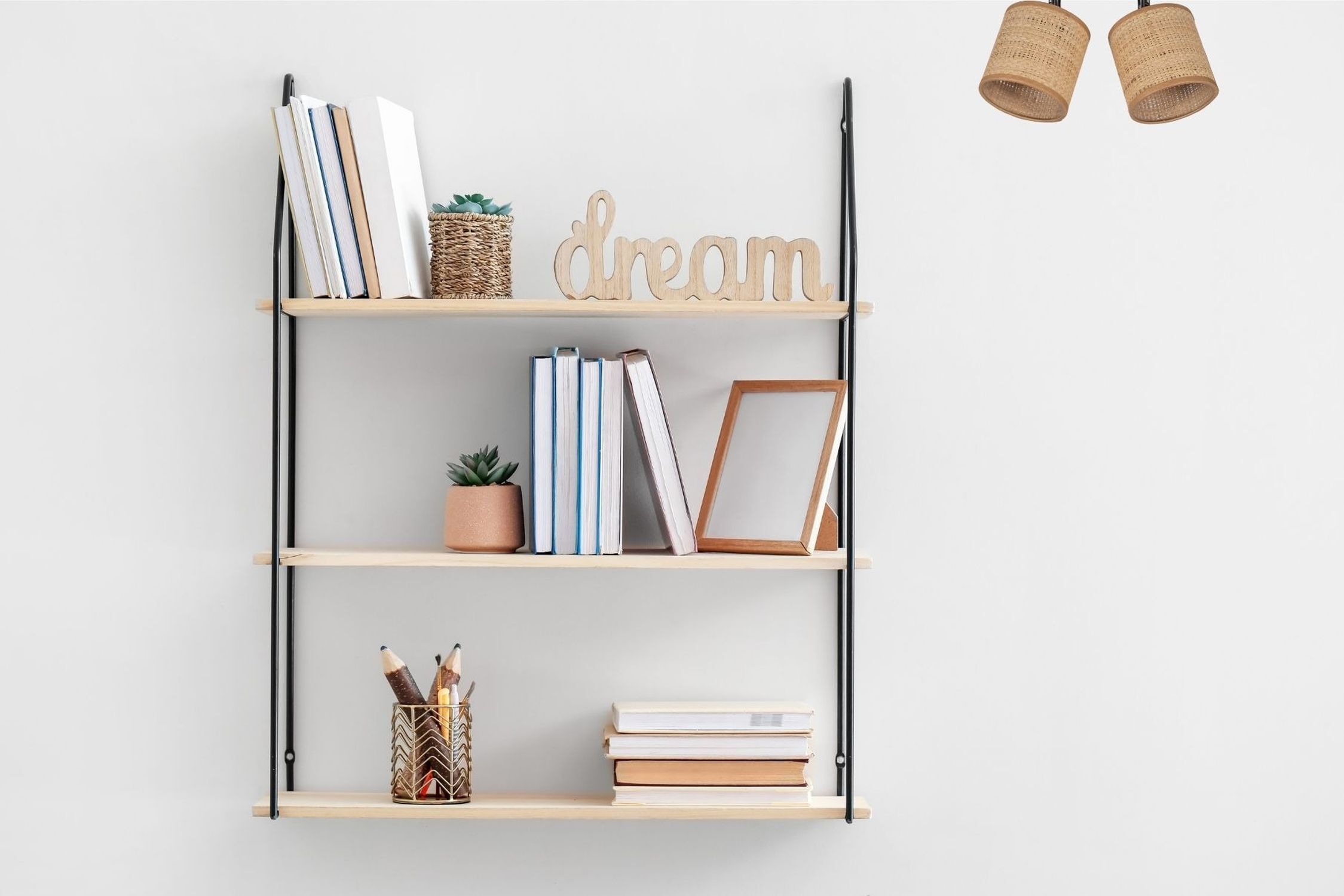 Flexibler Deckenstrahler Stoff blendarm Braun 2-flammig Moebel, Bücherschrank, Pflanze