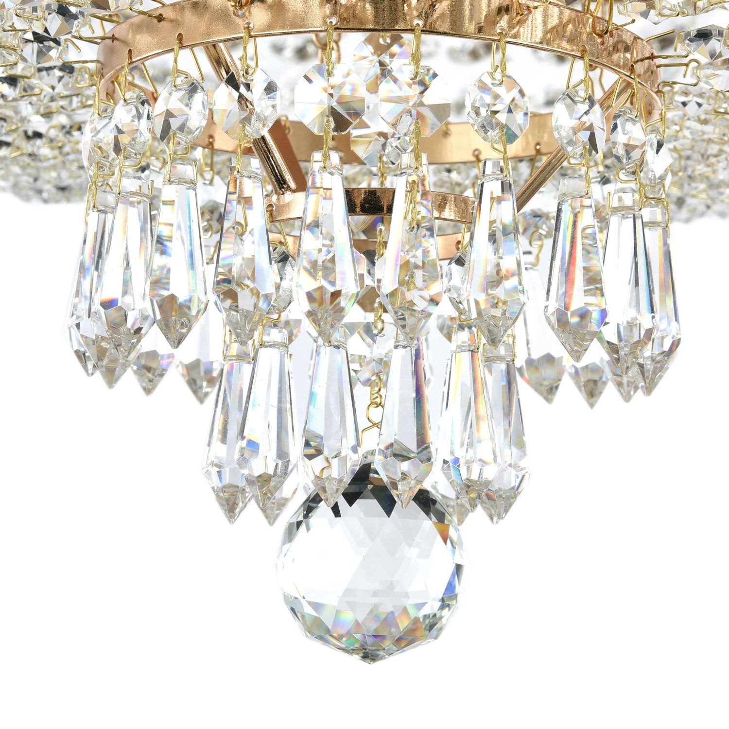 Deckenlampe Metall E27 D: 40 cm rund in Gold antik PAUL Leuchter, Lampe, Kristall