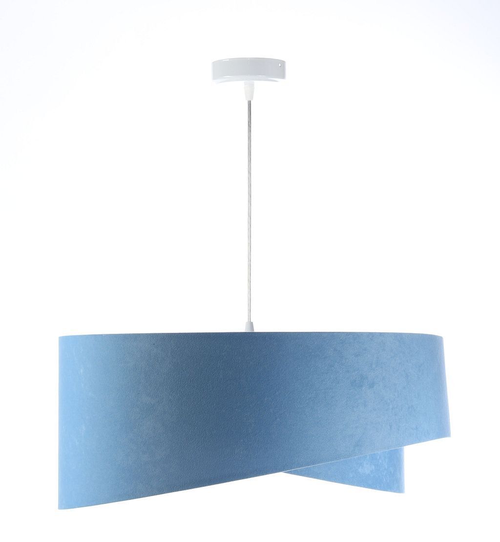 Hängeleuchte rund D: 50 cm E27 Blau Gold Stoff Velours Optik Lampe