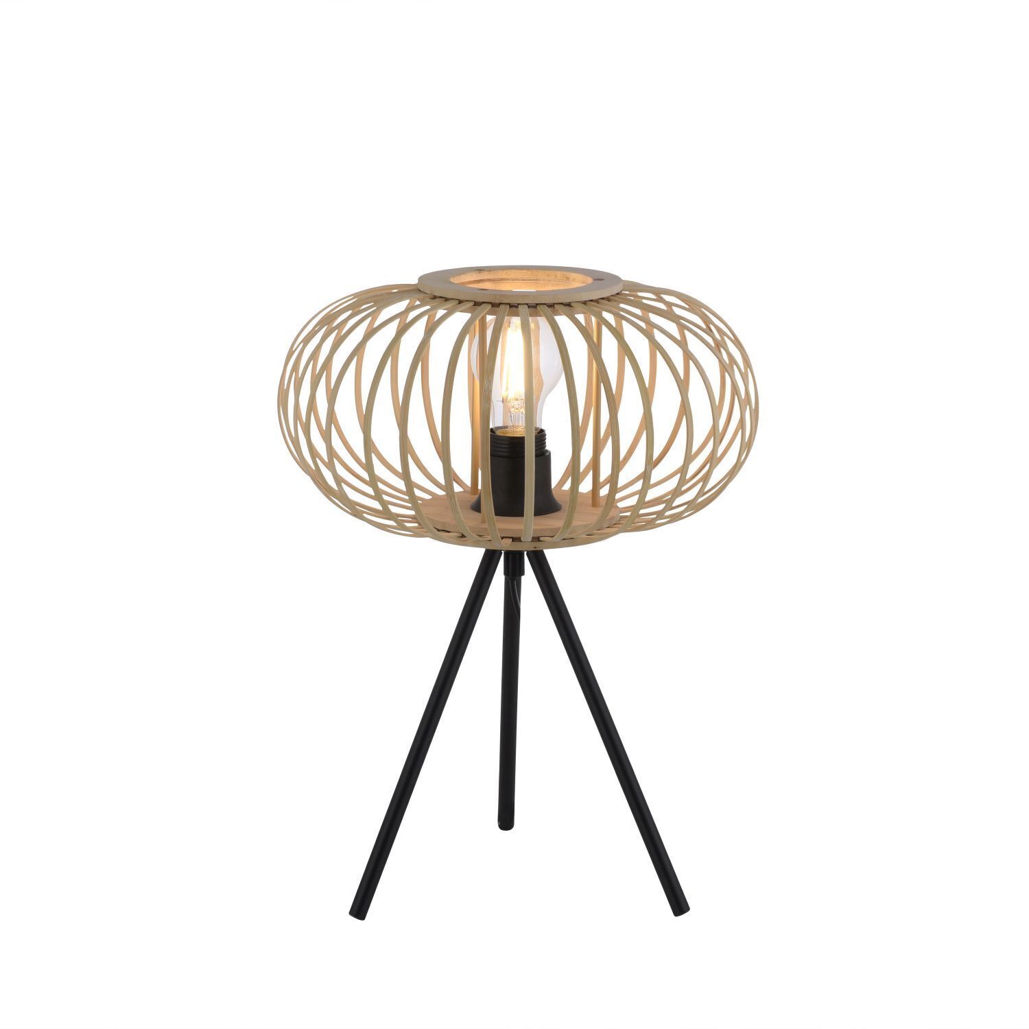 Tripod Lampe de table Scandinave Abat-jour en bois E27 41 cm