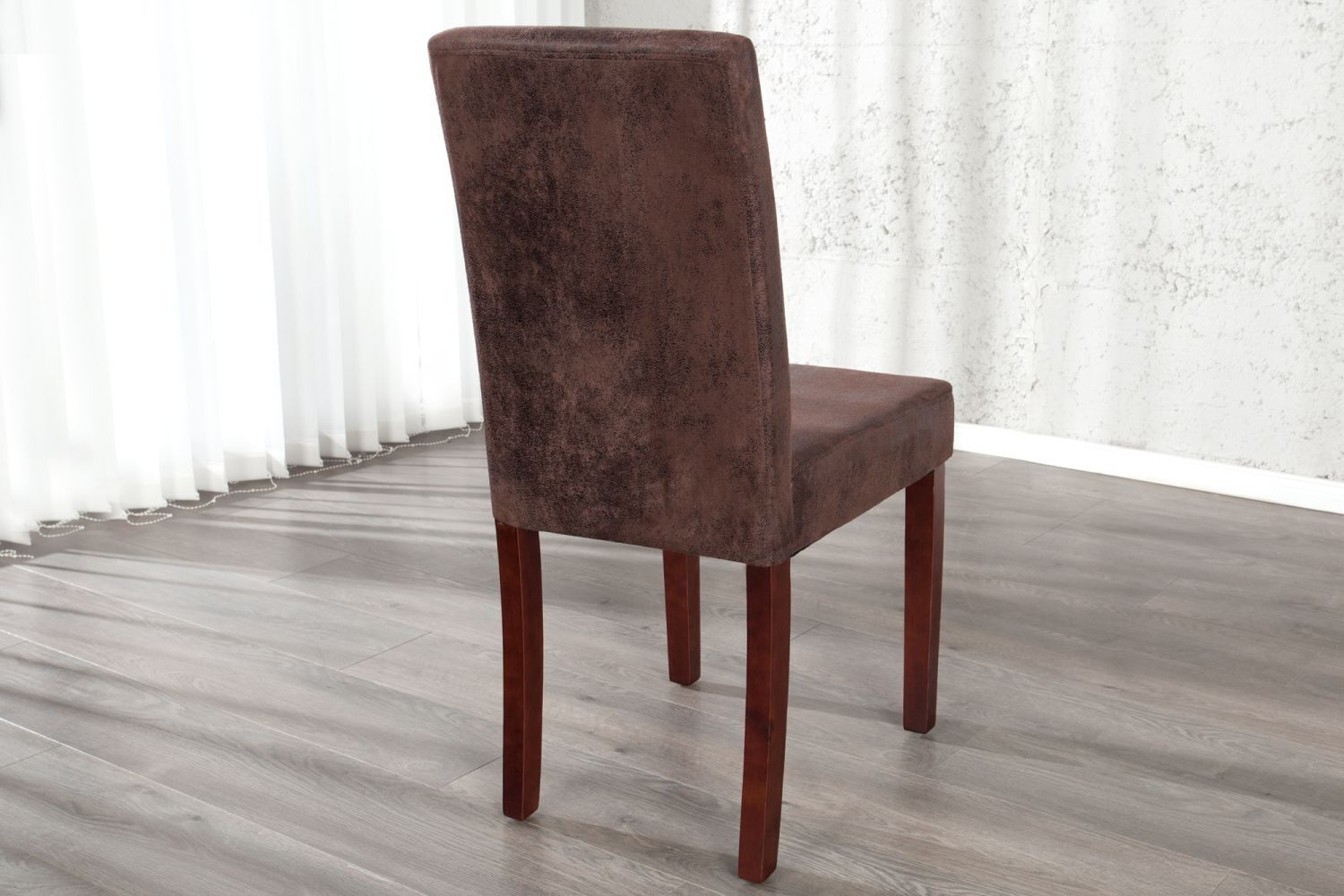 Chaise de salle à manger Microfibre bois 50 cm en marron café Holz, Mobiliar, Stuhl, Hartholz