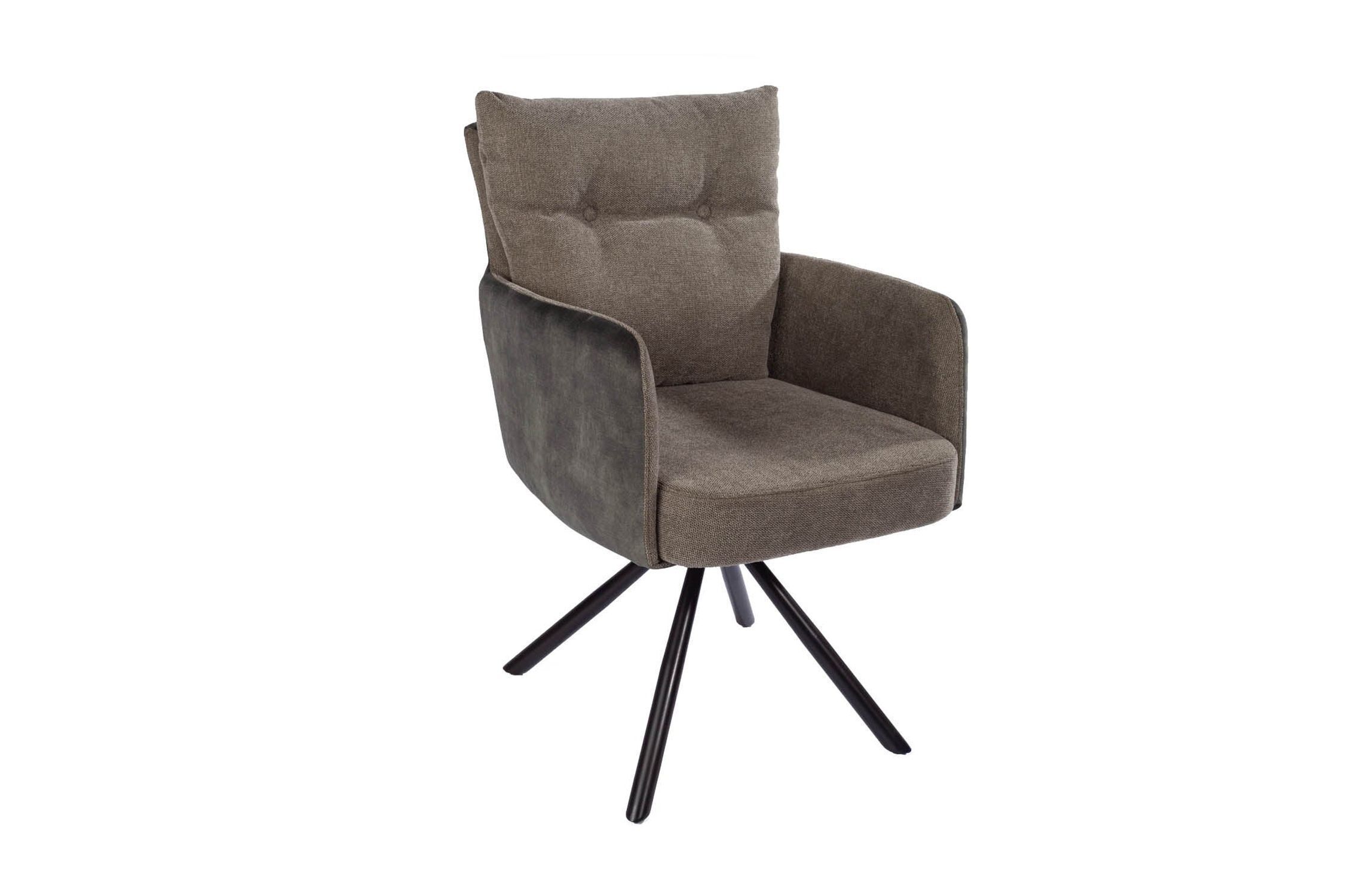 Drehstuhl Samt Metall Olivgrün Schwarz ohne Rollen LATVIA Moebel, Stuhl, Sessel