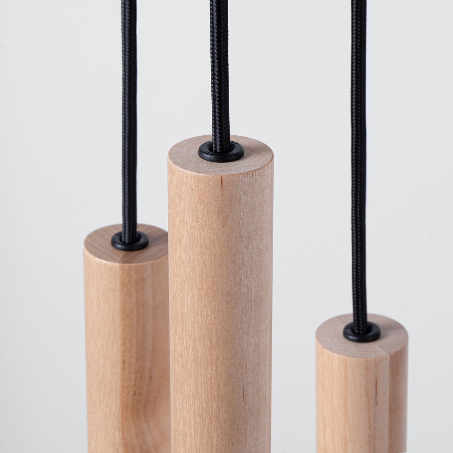 Hängelampe Holz Natur G9 L:25 cm 5-flammig akzentuiert Holz, Hängende Leuchten, Holzpendel, Seilaufhängung, Lampenteile