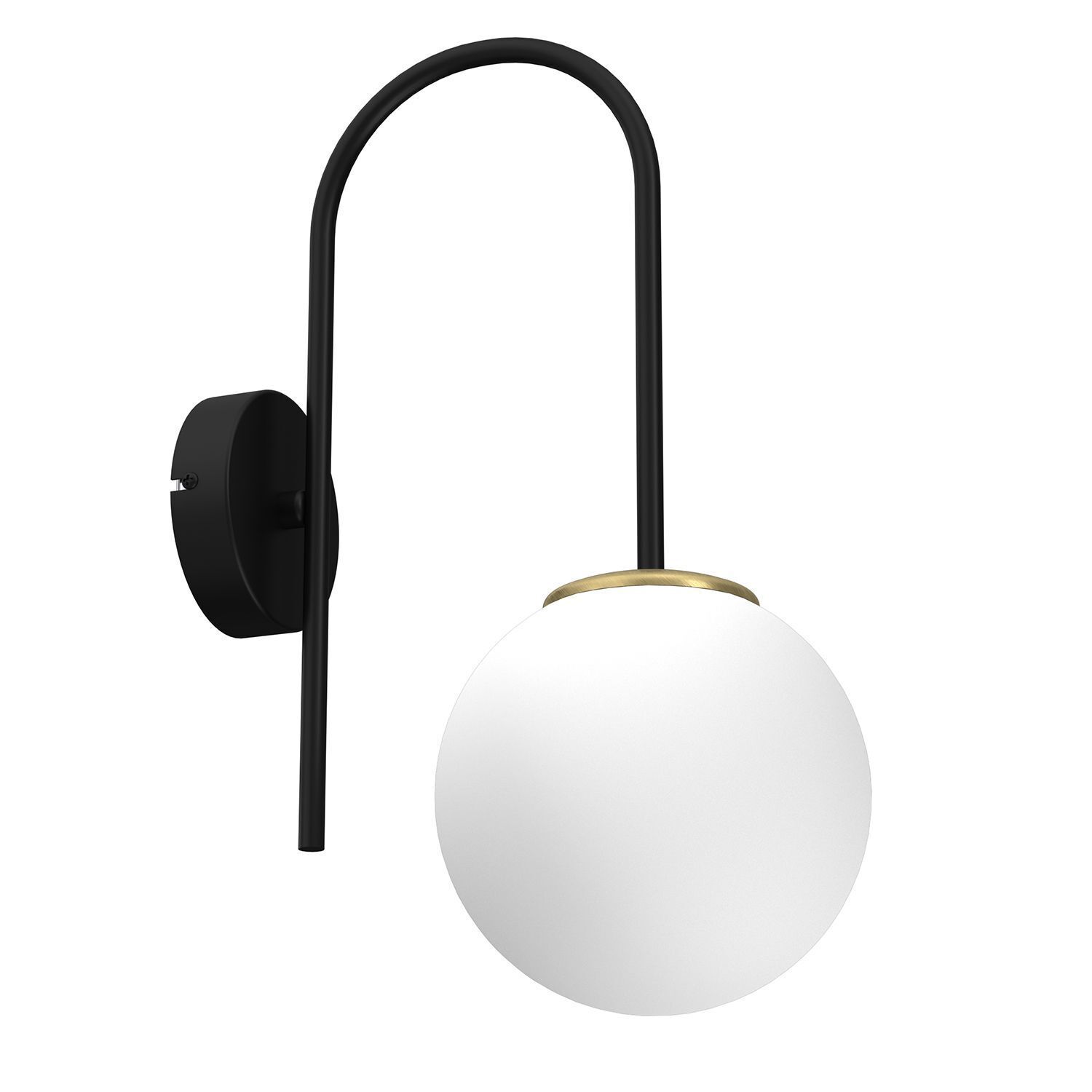 Applique Métal Verre Noir Blanc Laiton E14 Boule Lampe