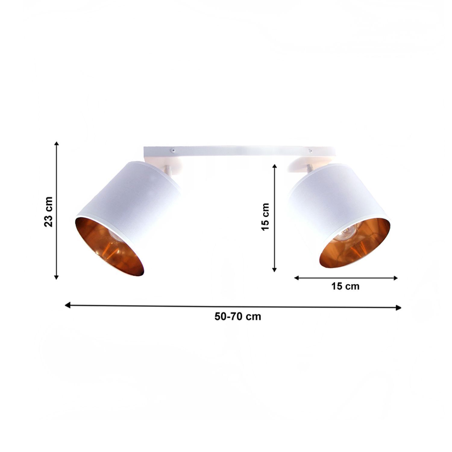 Spot de plafond mobile blanc or E27 2-flmg tissu