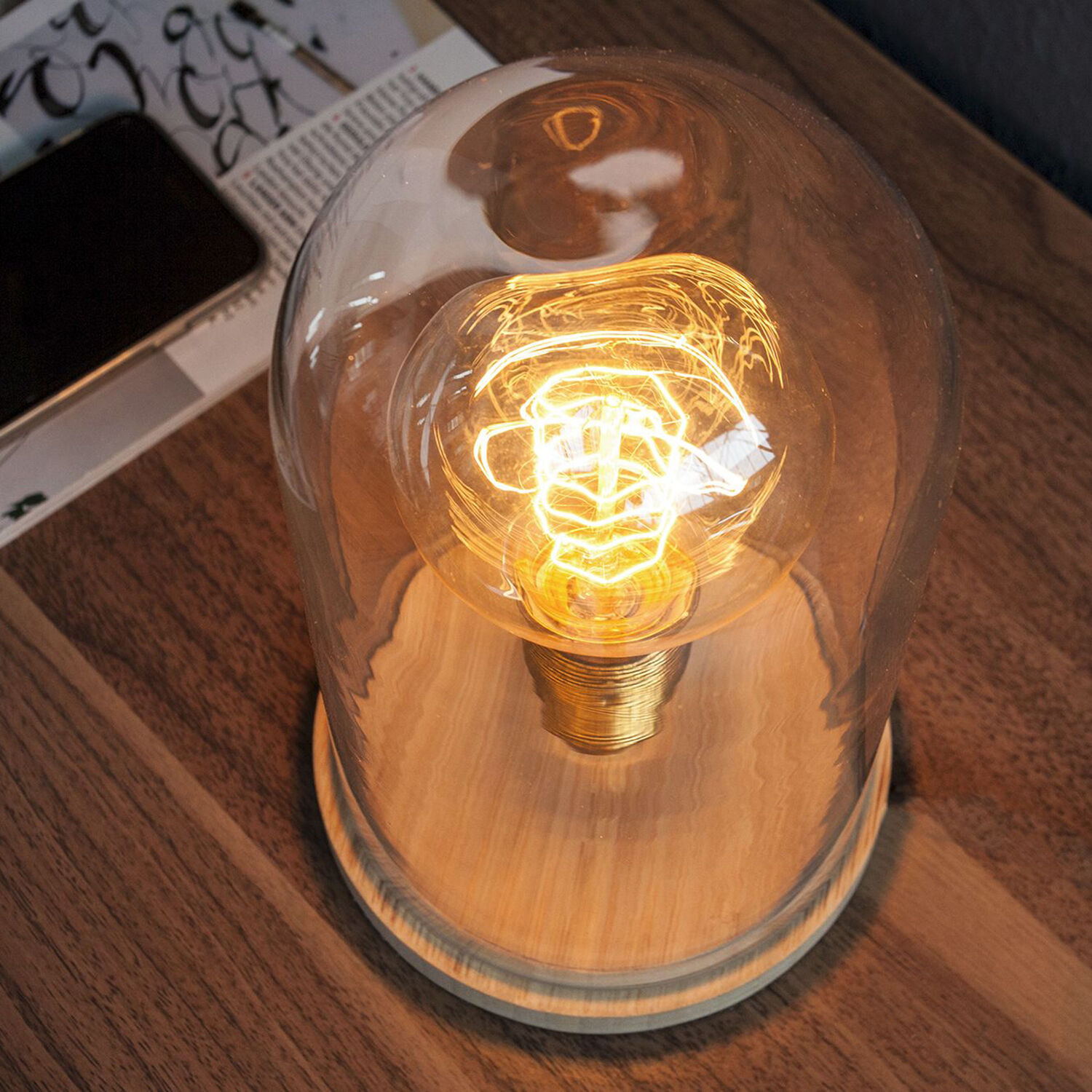 Lampe de table élégante Bauhaus ronde 20cm Lampe Edison Licht, Glühbirne