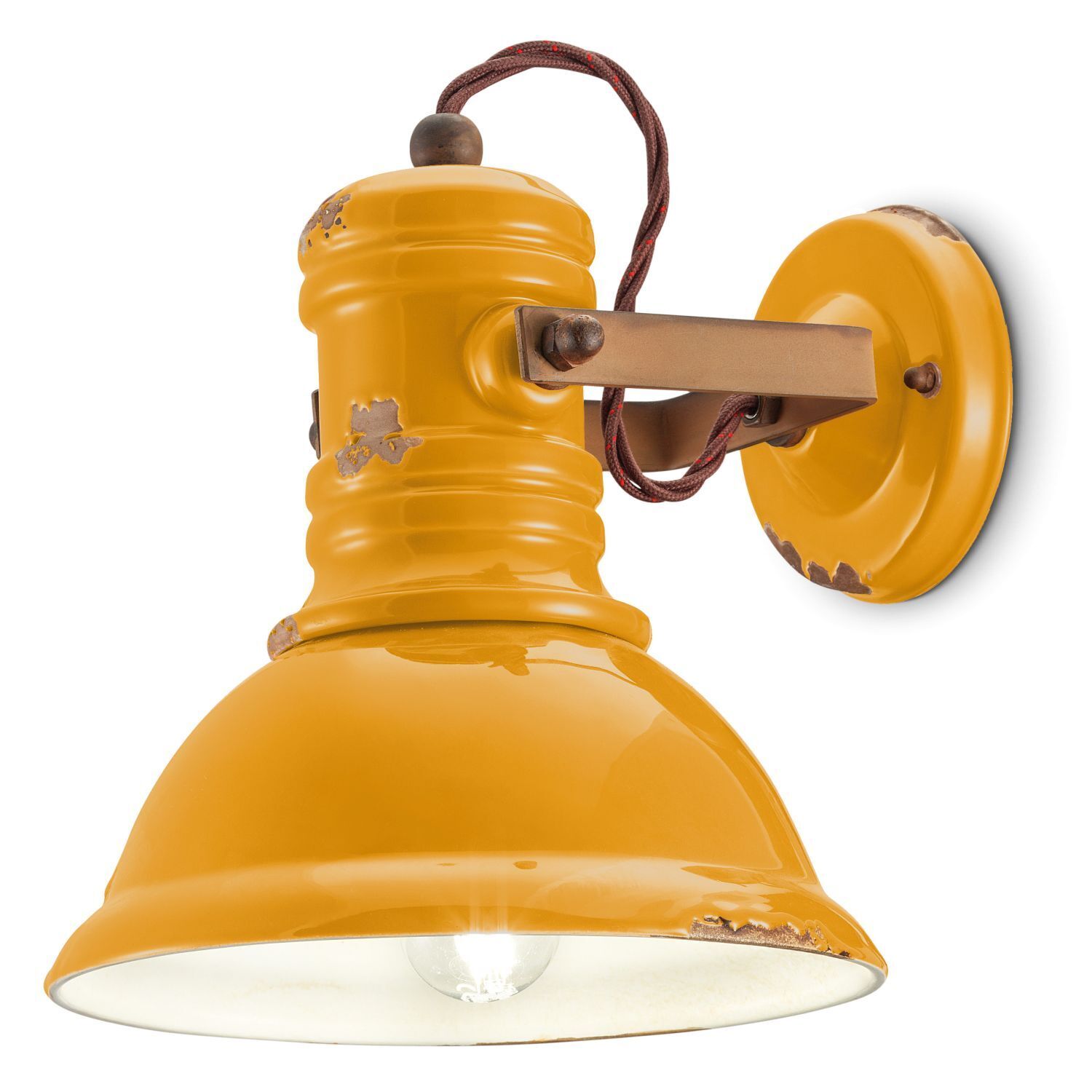 Wandlampe Keramik Metall verstellbar B: 25 cm Gelb E27