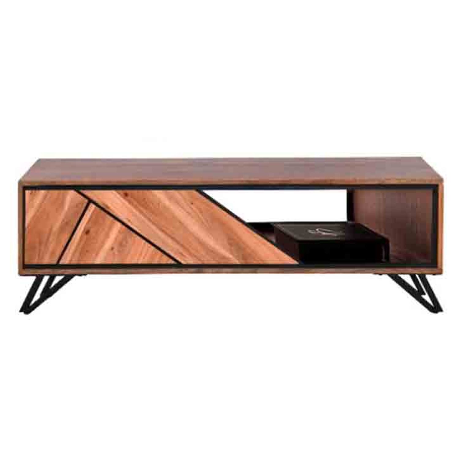 Table basse 120 cm bois métal avec tiroirs MONRO