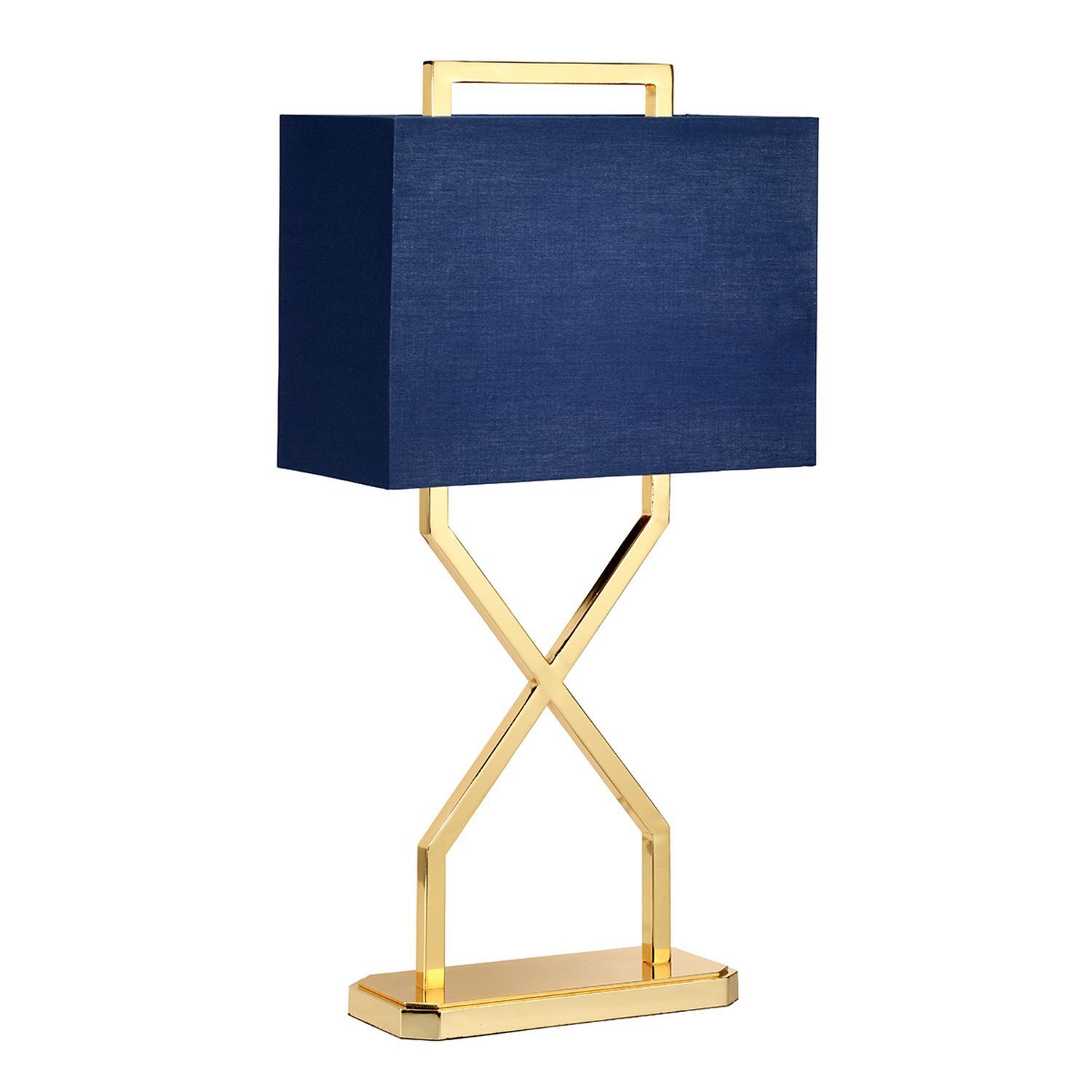 Tischlampe Stoffschirm in Blau Gold 68 cm hoch E27