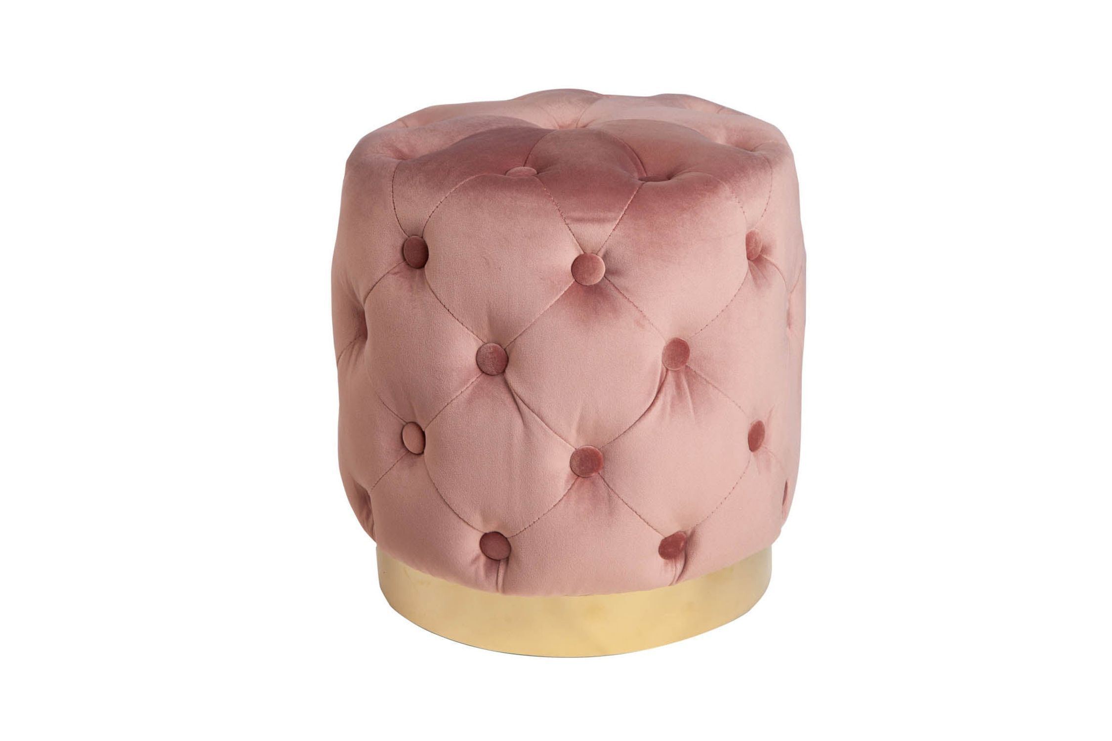 Sitzhocker Rosa Gold aus Samt Metall Ø 37 cm H: 38 cm klein