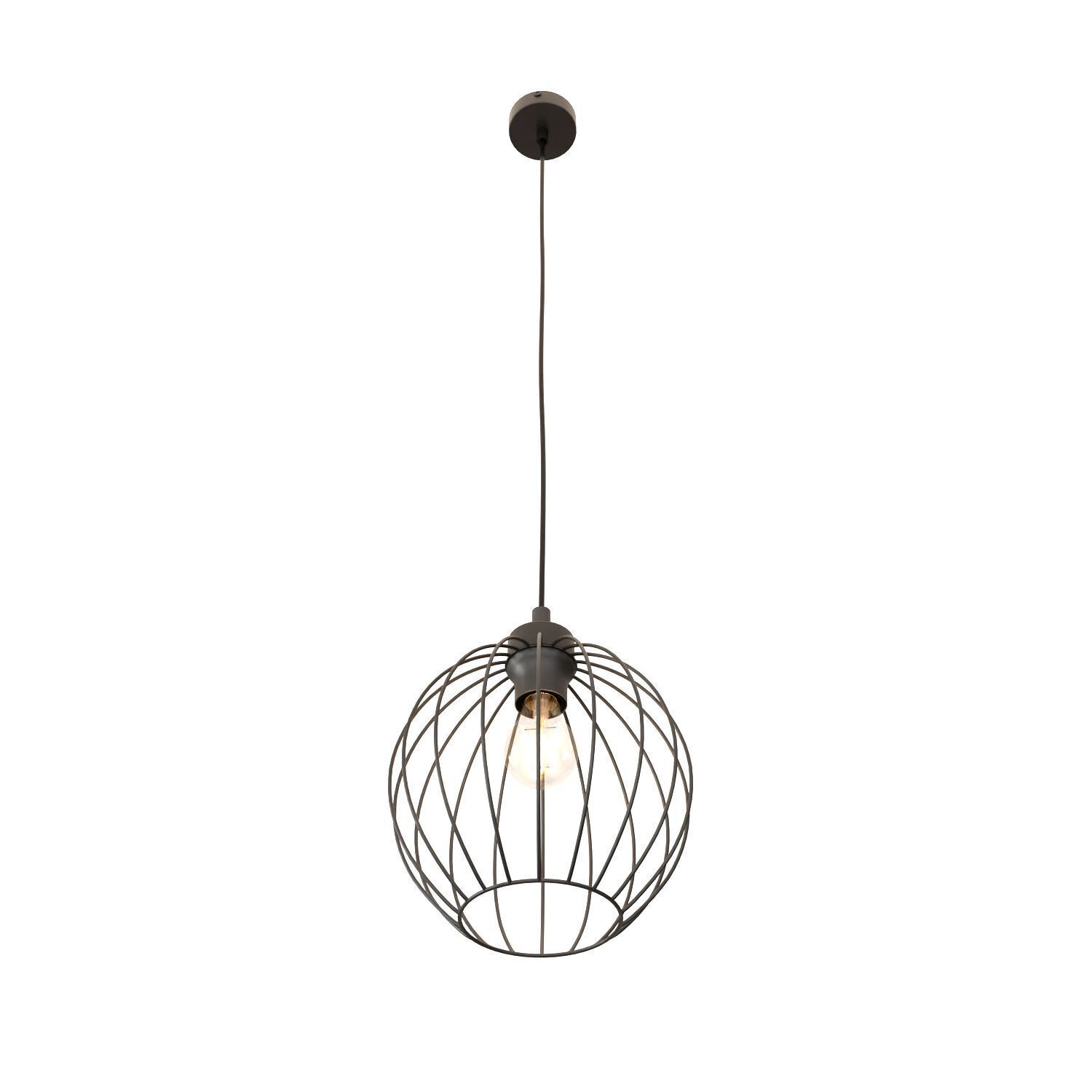 Lampe à suspendre ronde noire métal E27 Ø24 cm Abat-jour filaire
