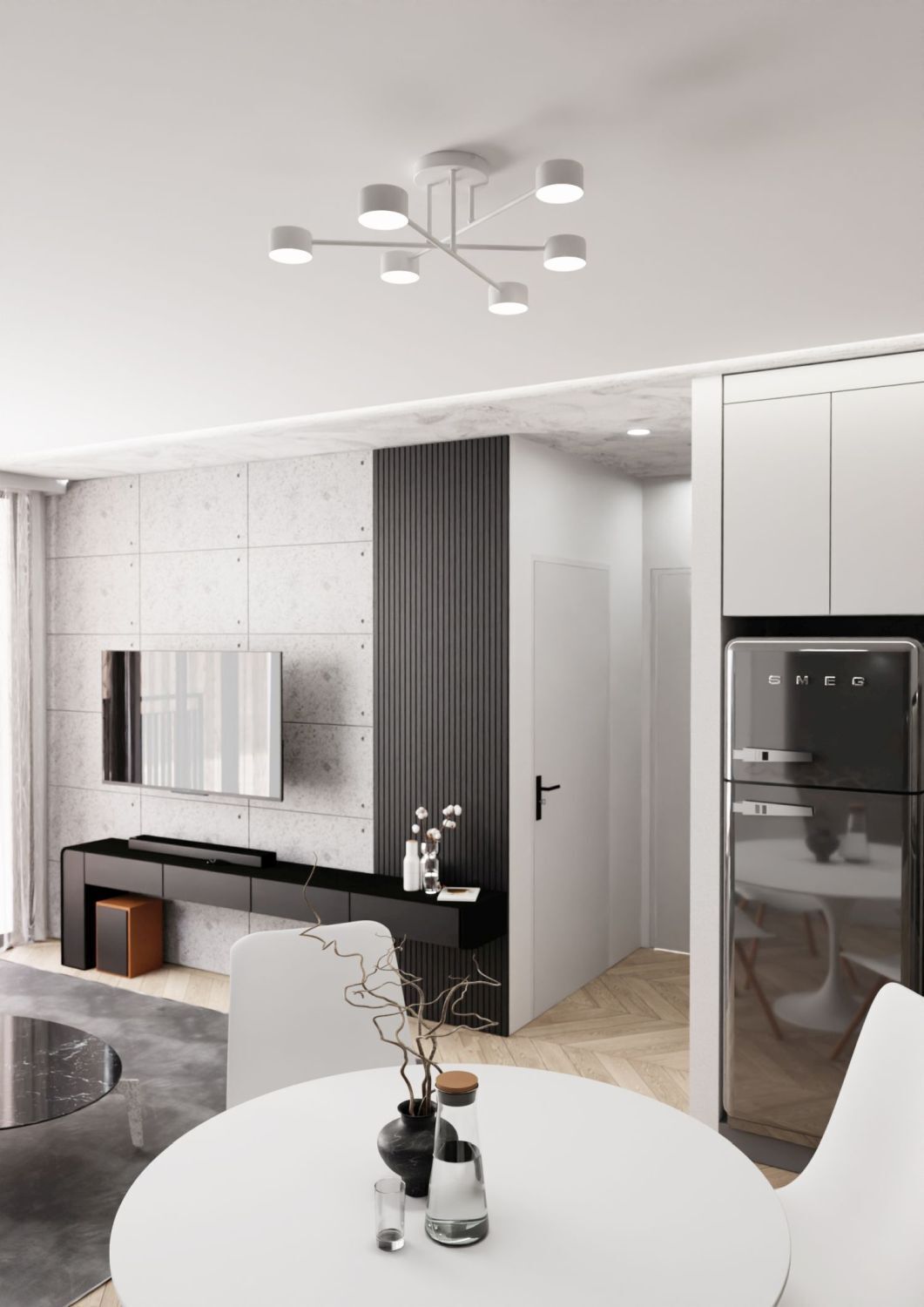 Deckenleuchte Weiß Metall akzentuiert L:60 cm GX53 Drinnen, Innenarchitektur, Inneneinrichtung, Wohnzimmer, Esstisch