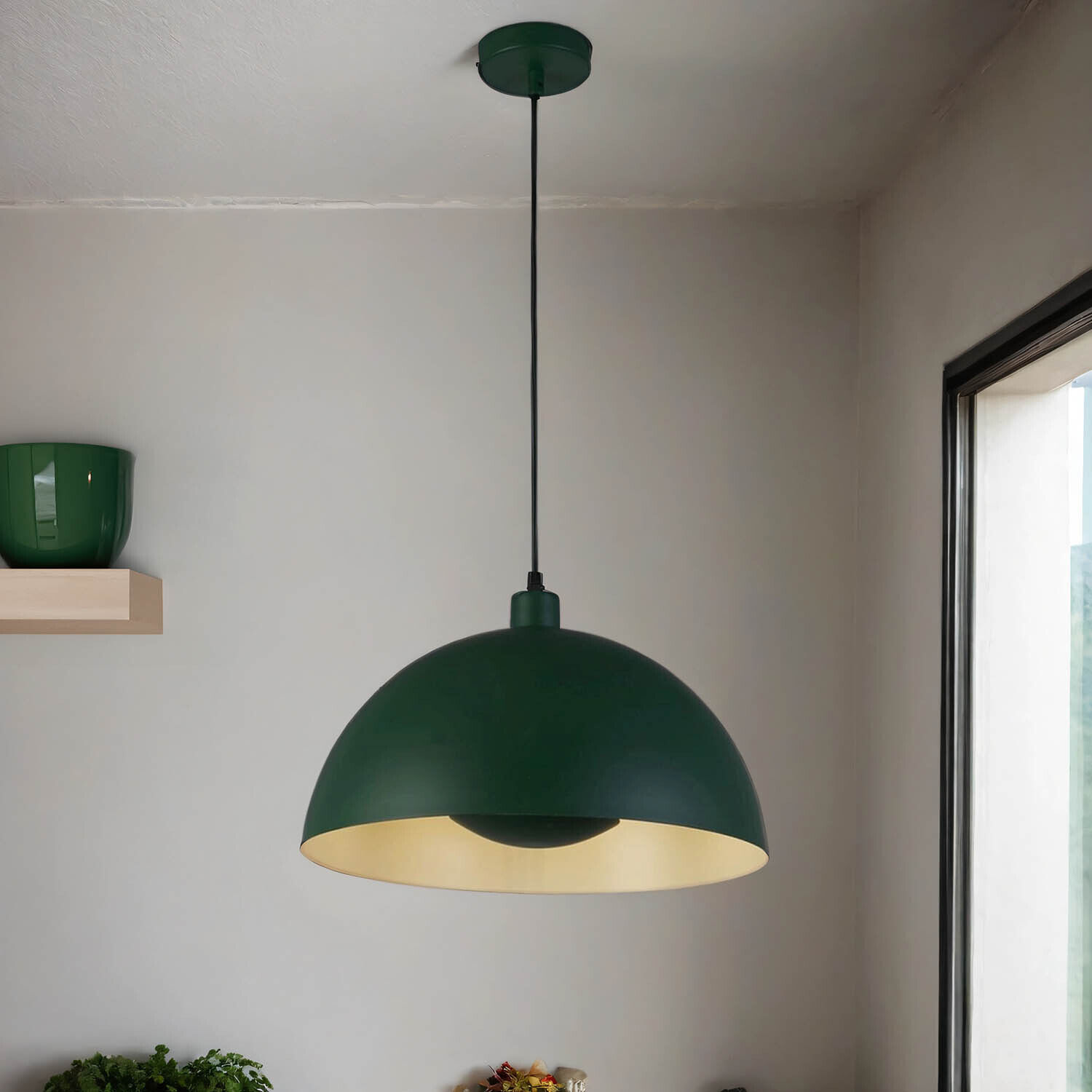 Hängelampe, Grün, Metall, Pendel, Küchenraum