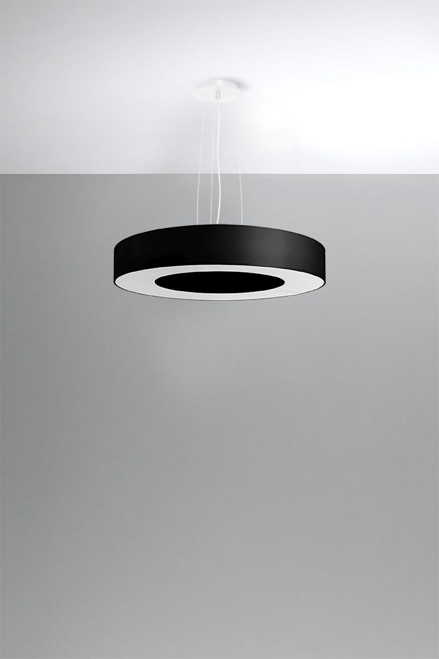 Suspension tissu noir Ø 50 cm rond 5x E27