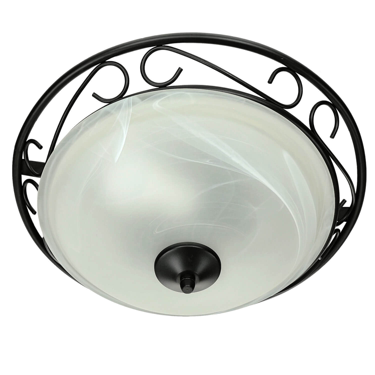 Rustikale Deckenleuchte Weiß Schwarz Alabaster Glas Leuchte, Deckenleuchte