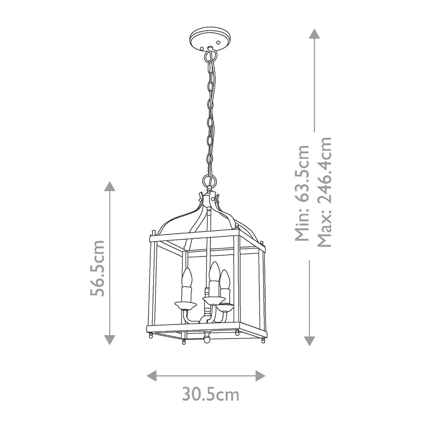 Pendelleuchte Metall 30,5 cm breit H: max. 246,4 cm 3x E14