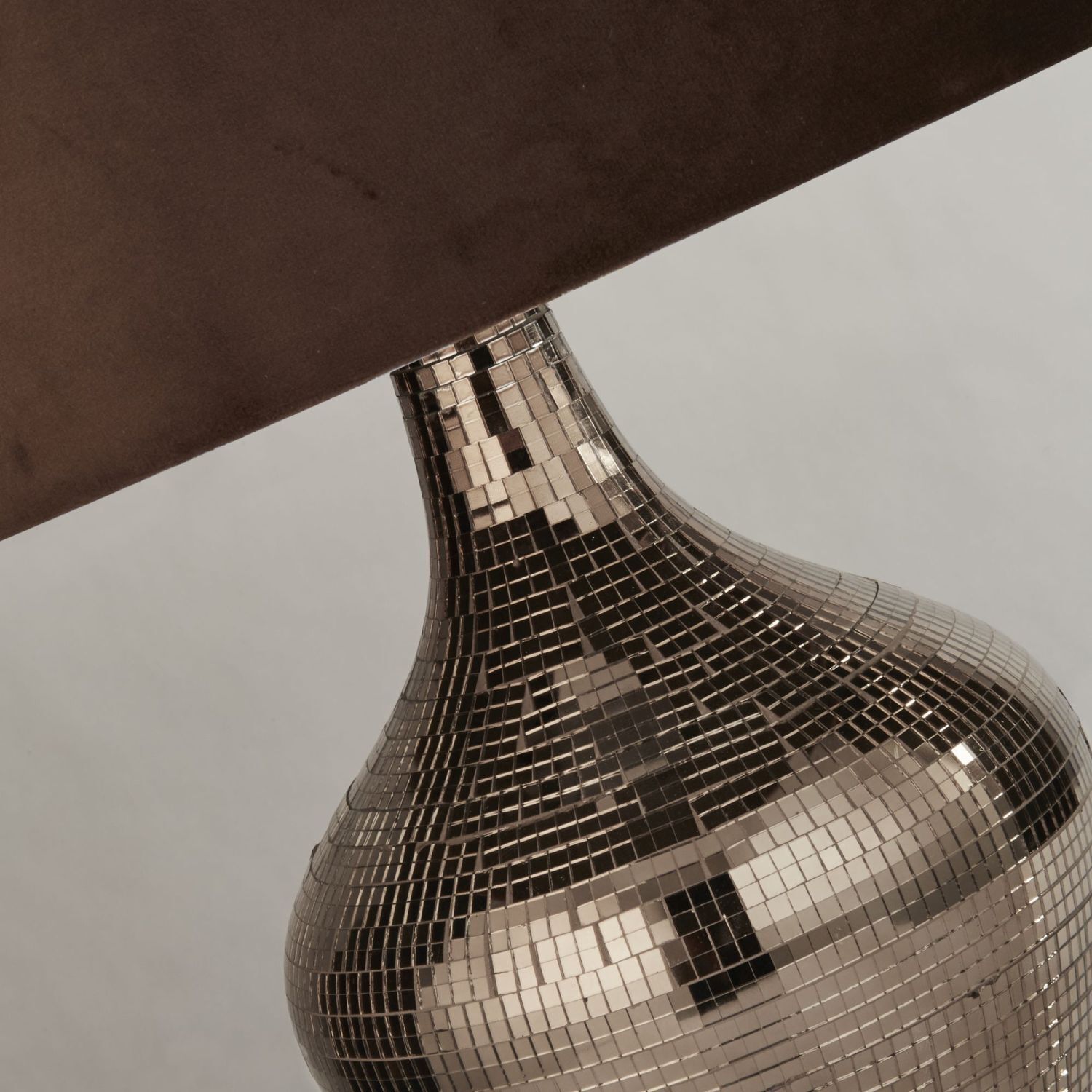 Lampe de chevet marron E27 53,5 cm Ø 30 cm verre daim