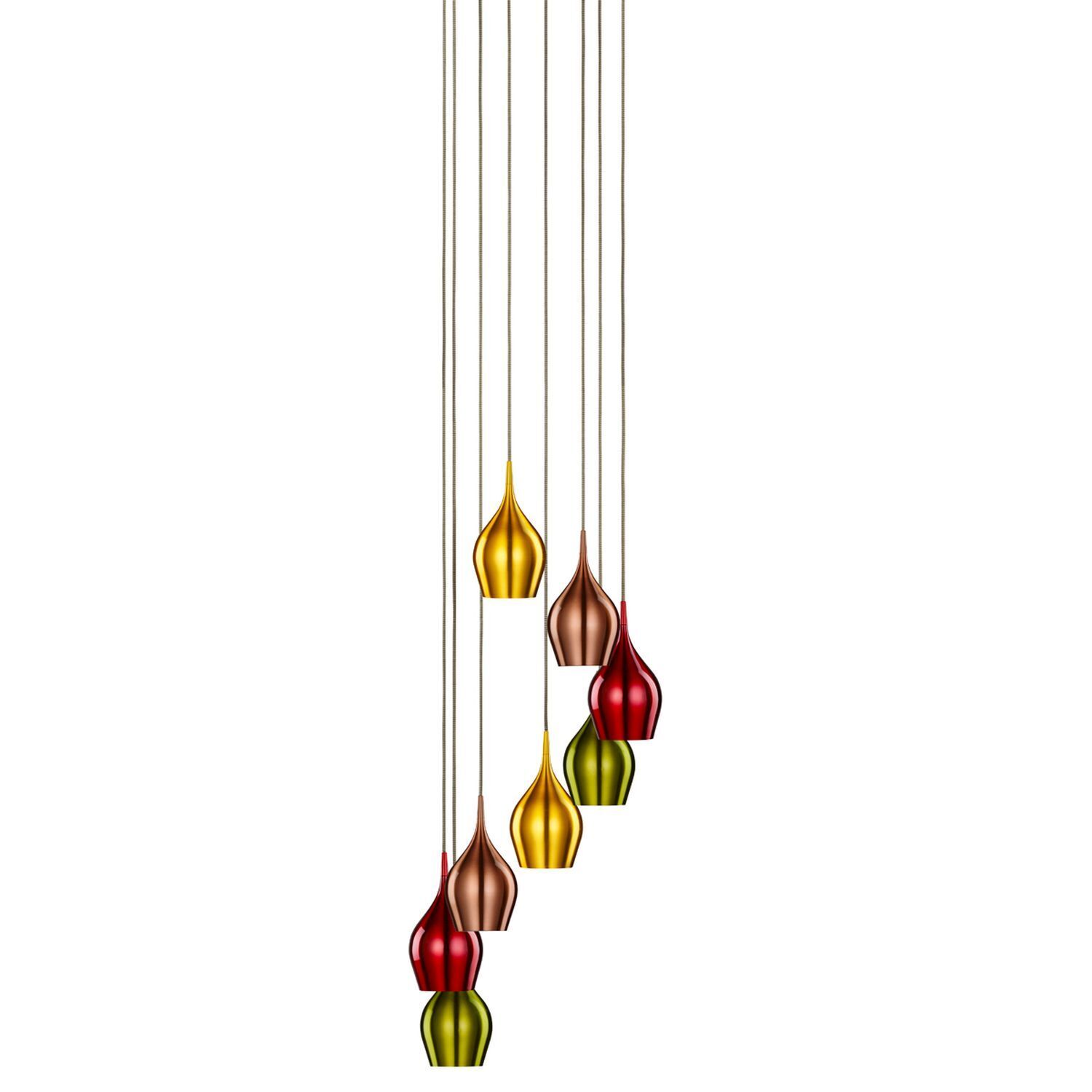 Lampe à suspendre brillante multicolore 8-flmg.