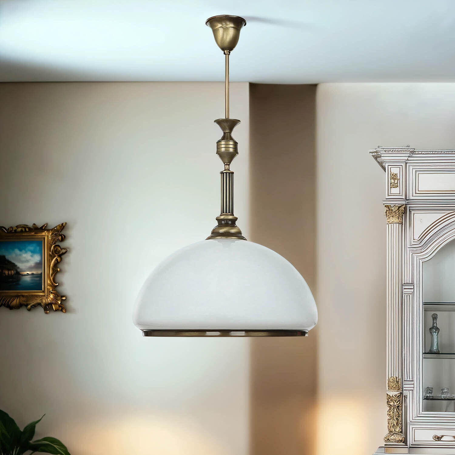 Deckenleuchte rund Ø40cm Messing antik Weiß Lampe Lampe