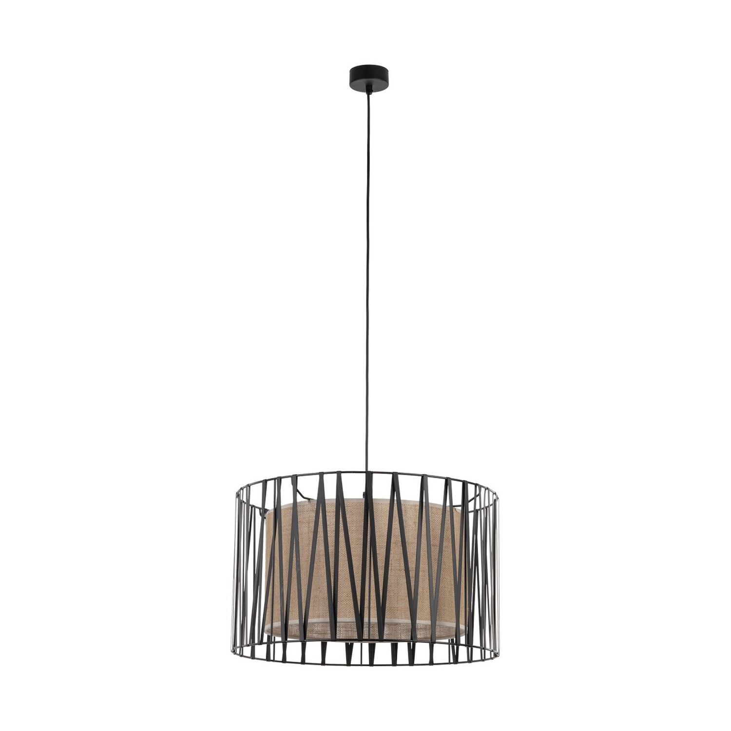 Suspension ronde Ø 50 cm 3x E27 Noir Marron Moderne