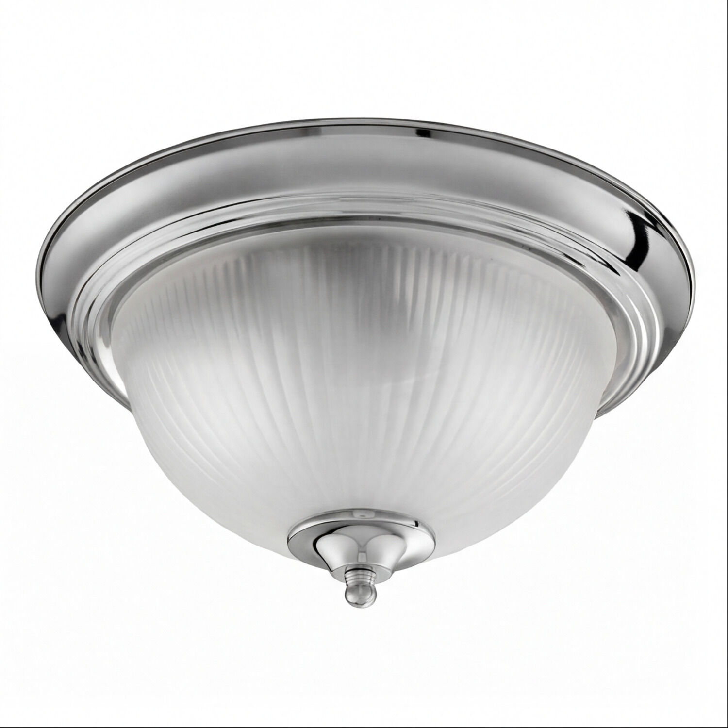 Deckenleuchte, Glaslampe, Nickelfinish, rippenstruktur, E27 Glühbirne