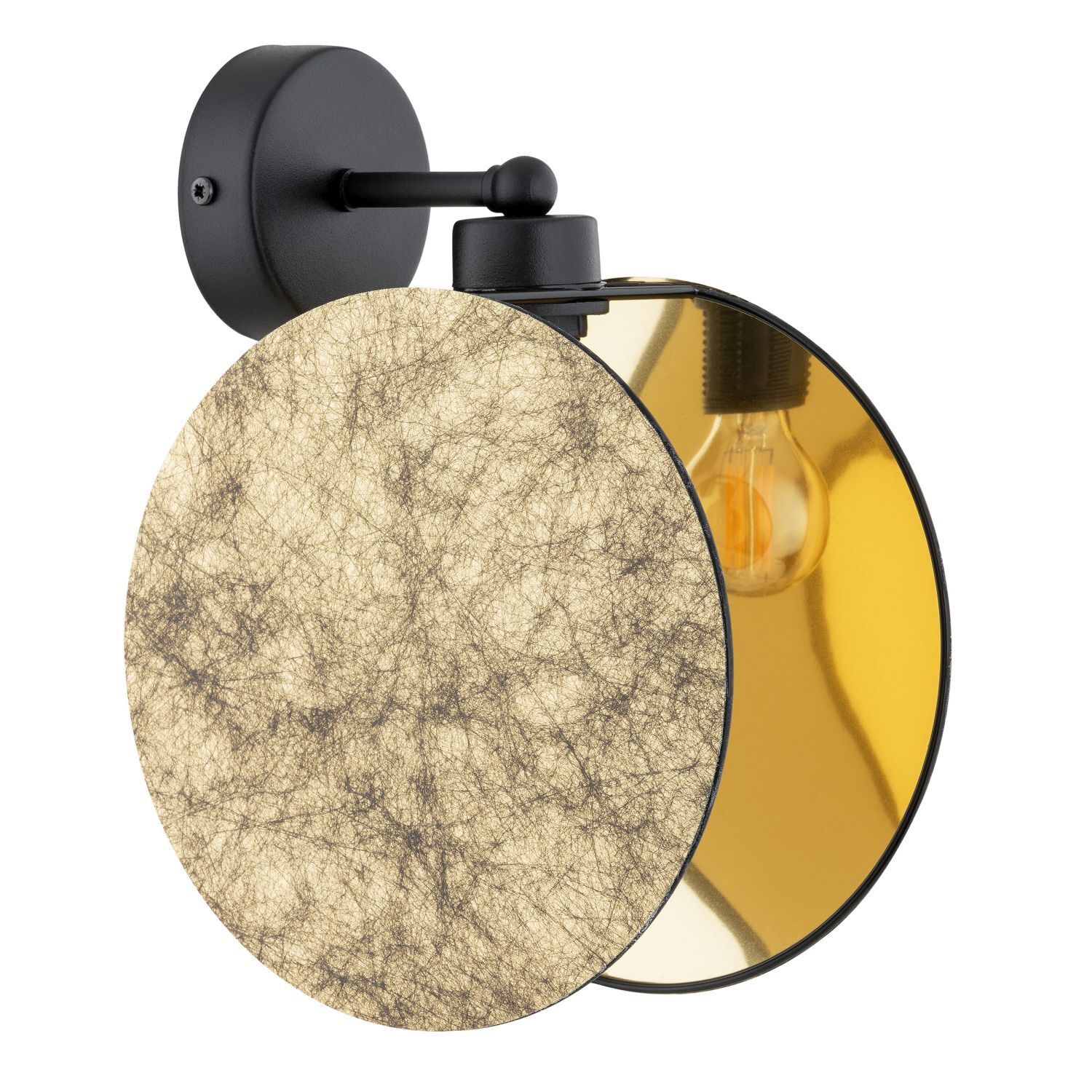 Applique tissu métal Ø 20 cm aspect pierre noir or E27 Beleuchtung, Leuchte