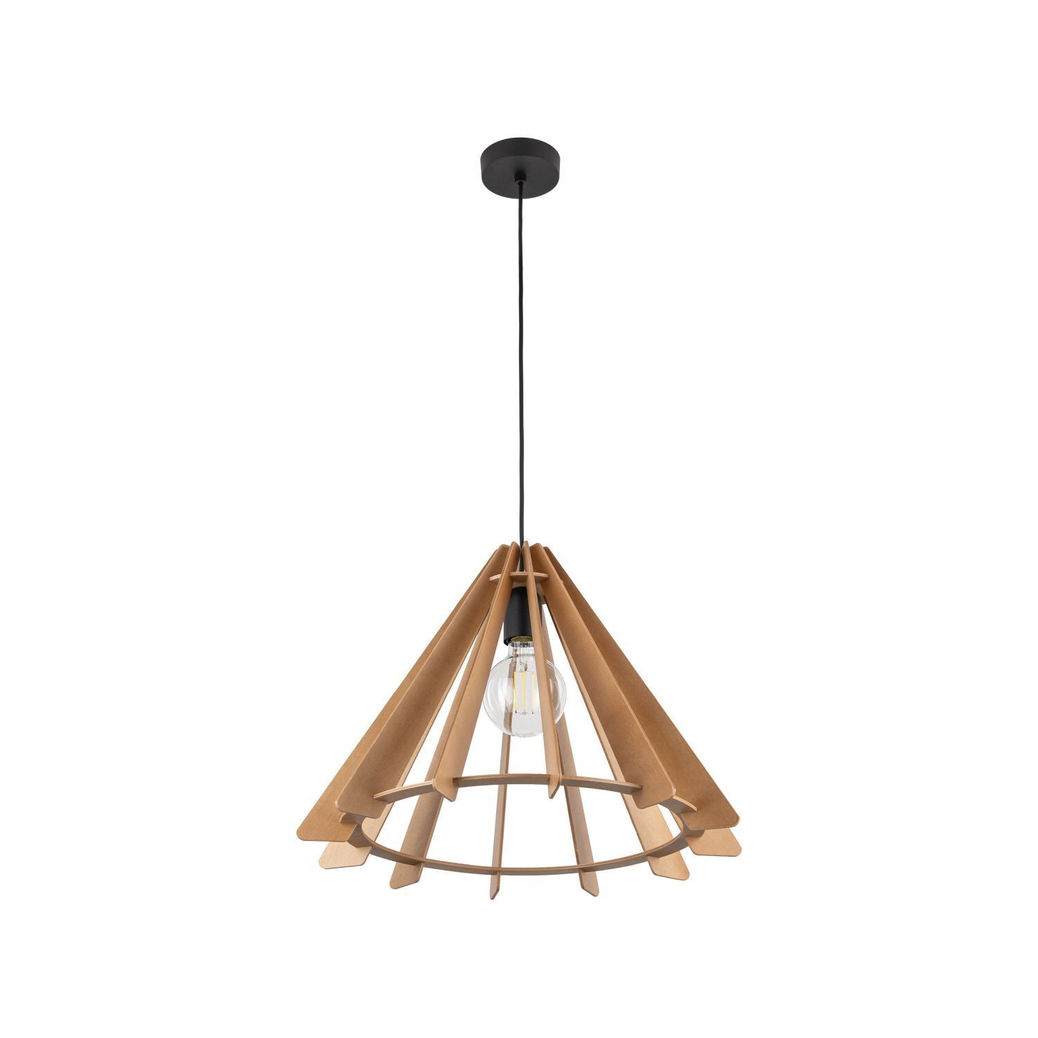 Hängeleuchte Holz E27 Ø 50 cm H: max. 160 cm verstellbar Leuchter, Lampe