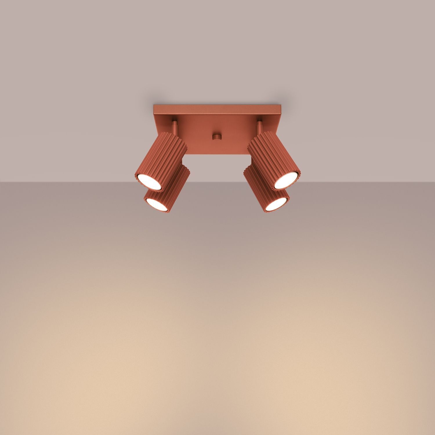Deckenstrahler GU10 4-flammig B: 25 cm klein quadratisch Rot