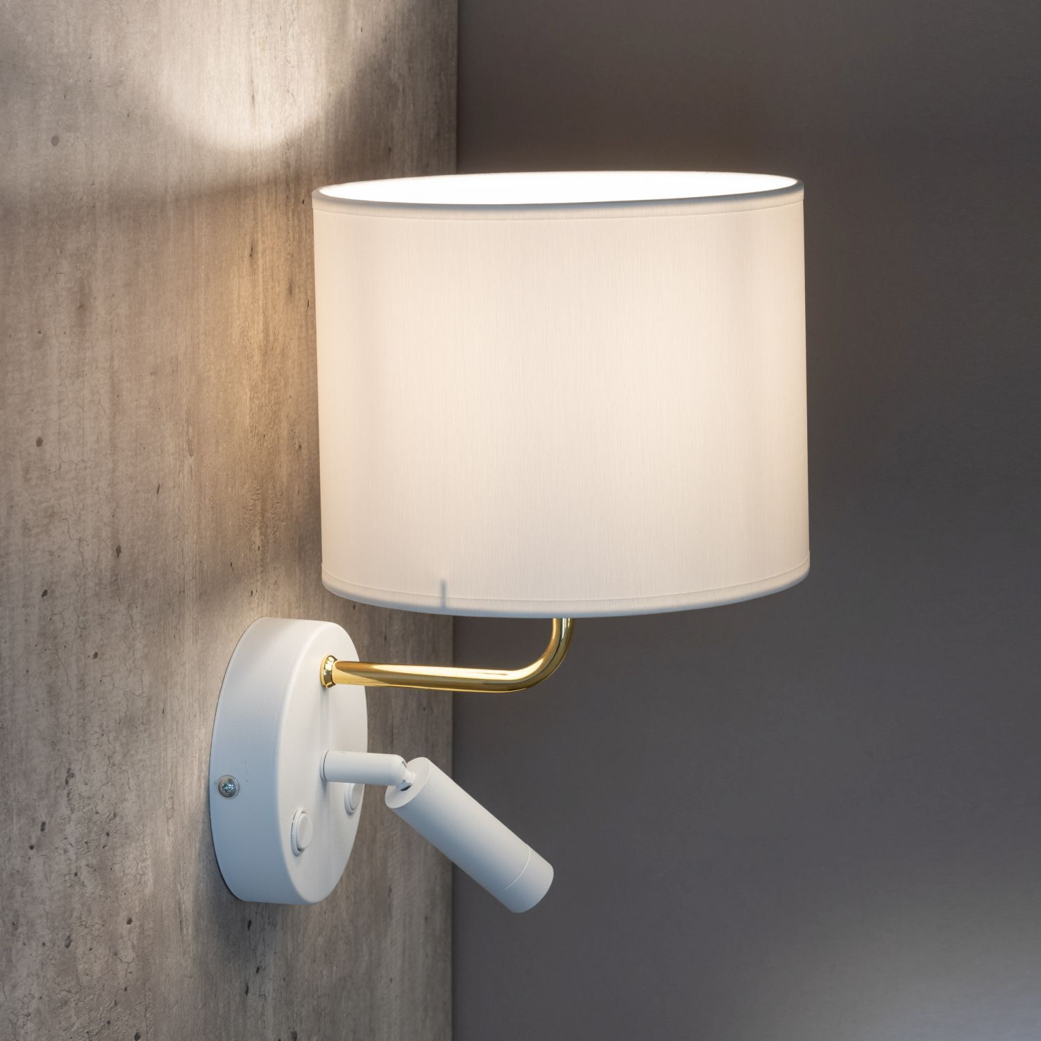 Applique avec lampe de lecture Interrupteur blanc or DEMETRIO
