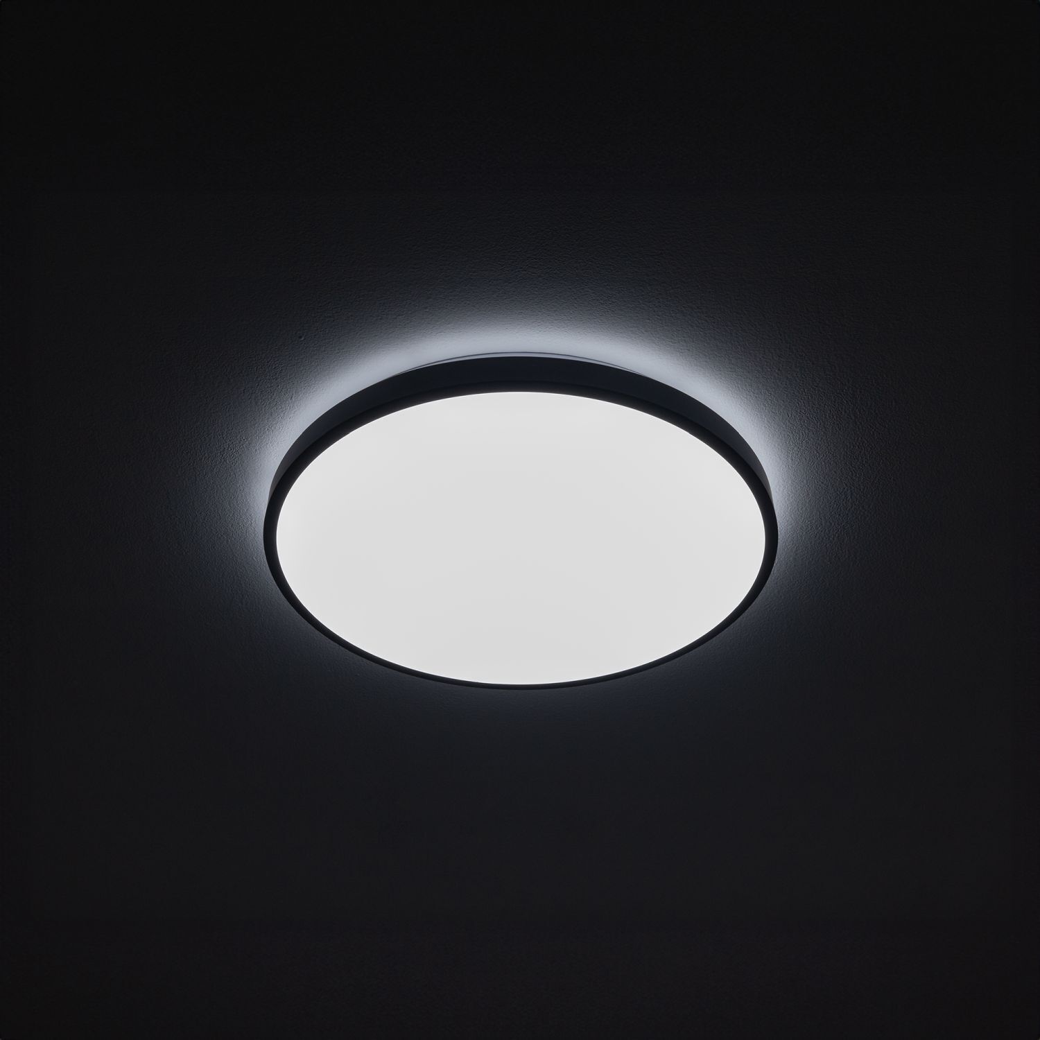 Runde LED Deckenleuchte Schwarz Metall 4000 K Ø38,5 cm Deckenleuchte