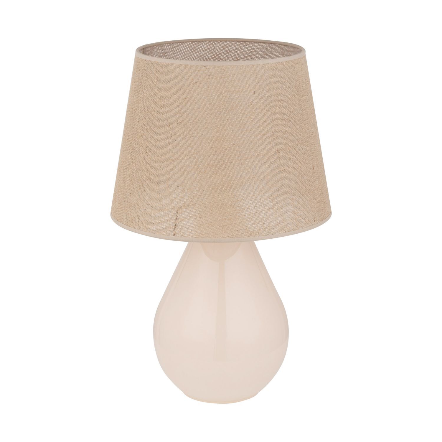 Tischleuchte Glas Jute 67 cm hoch Ecru Braun E27 RIKA Lampe, Tischlampe, Lampenschirm