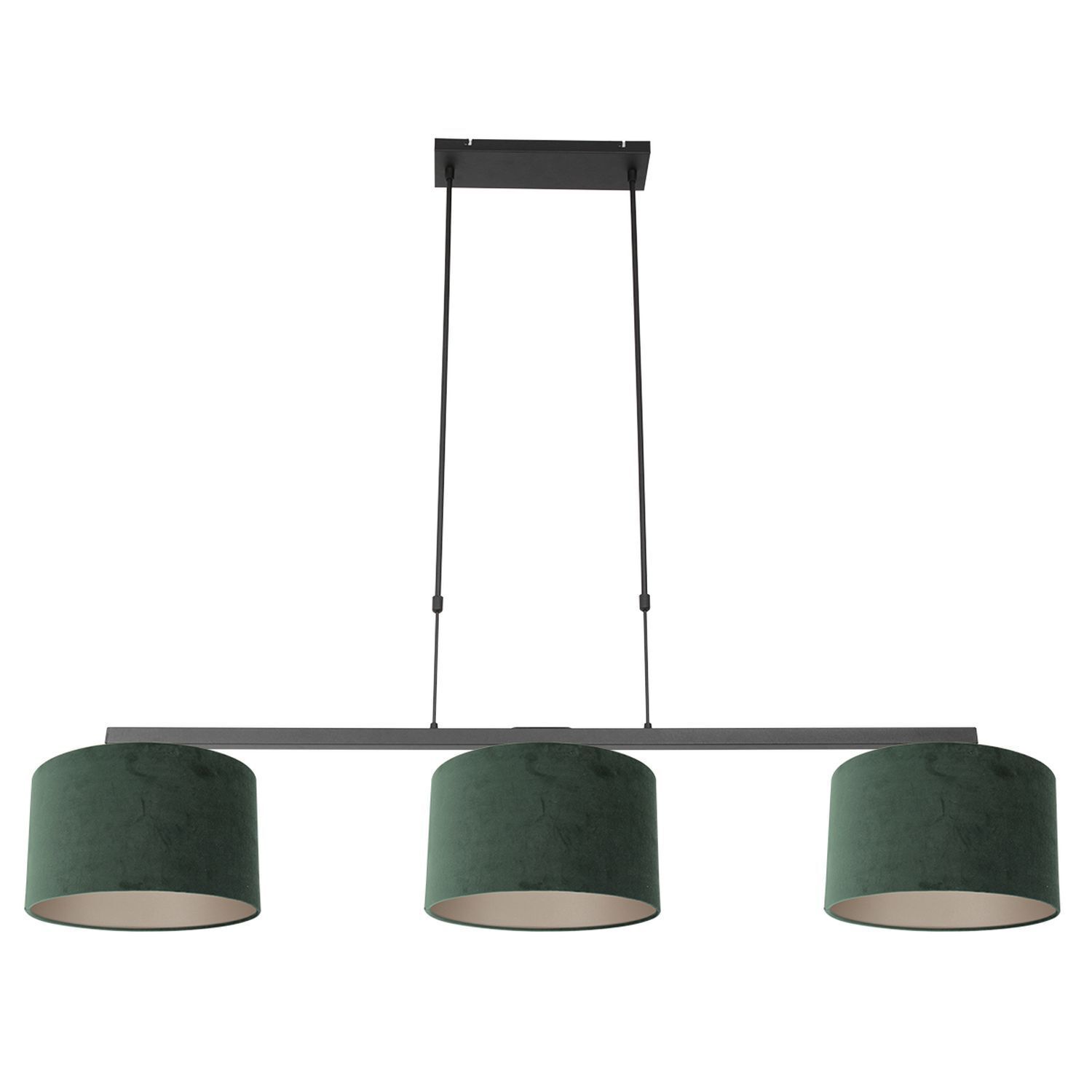Confortable lampe à suspendre Noir Vert Métal Tissu 140 cm