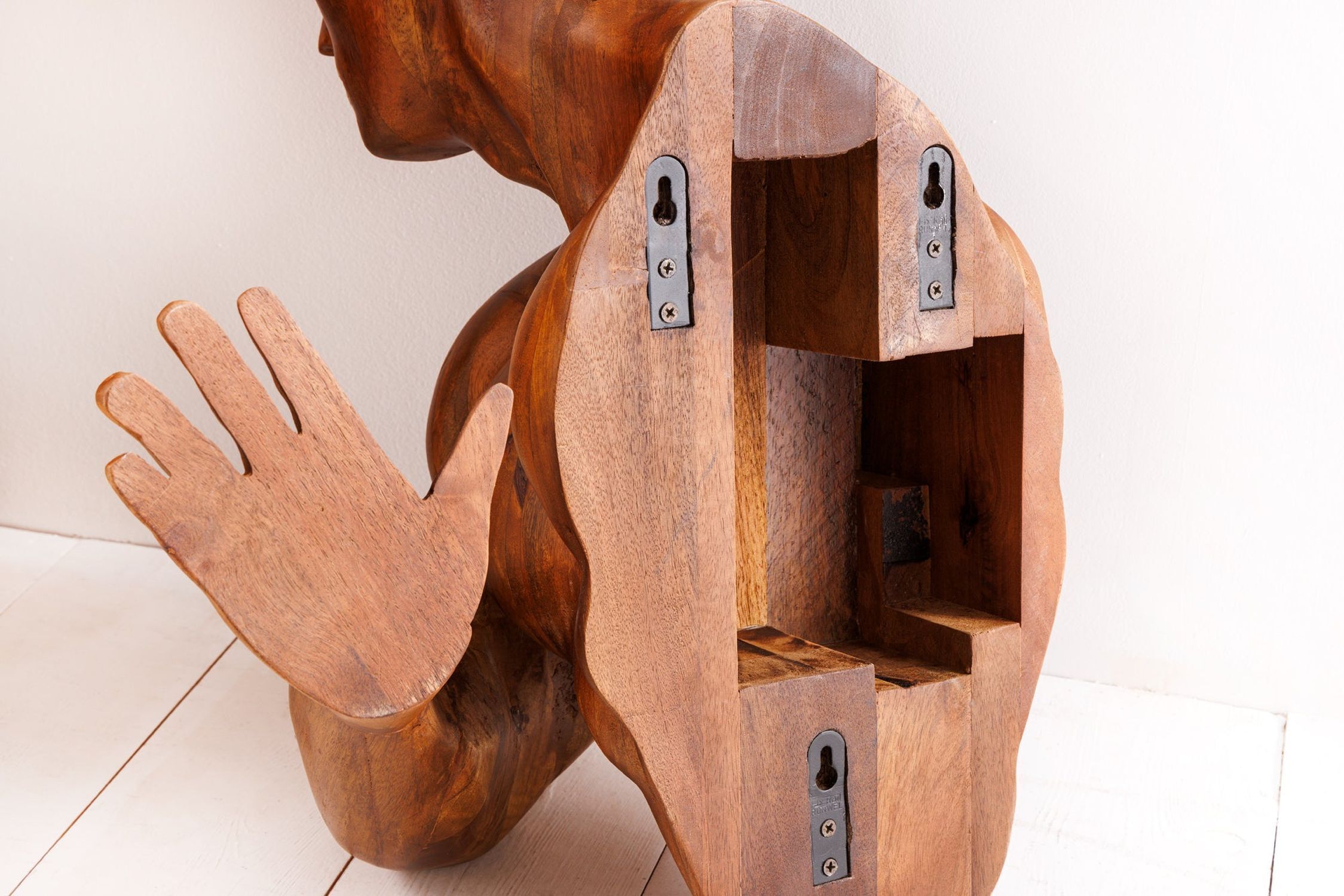 Wanddeko Mangoholz 60 cm hoch Athlet Mann massiv Sperrholz, Holz, Hartholz, Gebeiztes Holz, Mobiliar