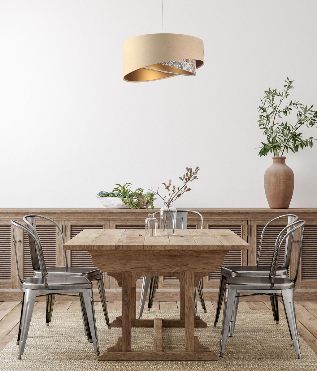 Lampe à suspendre Abat-jour en tissu aspect velours Ø 50 cn confortable E27