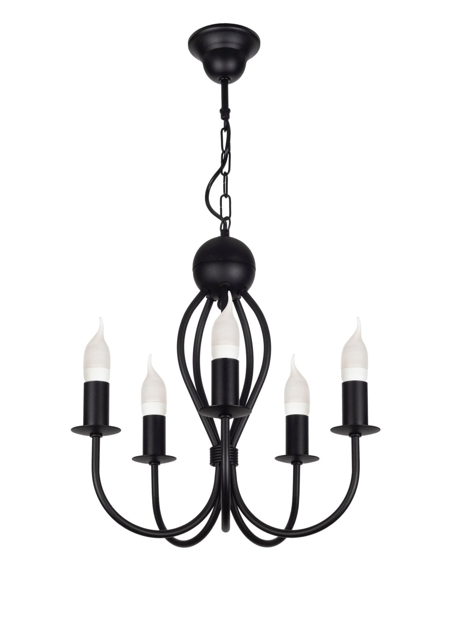 Lustre noir métal 5 flammes E14 Classique
