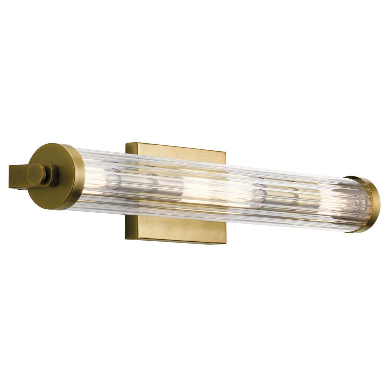 Wandlampe, Messing, Glas, Rohrform, Glasrohr-Wandlampe