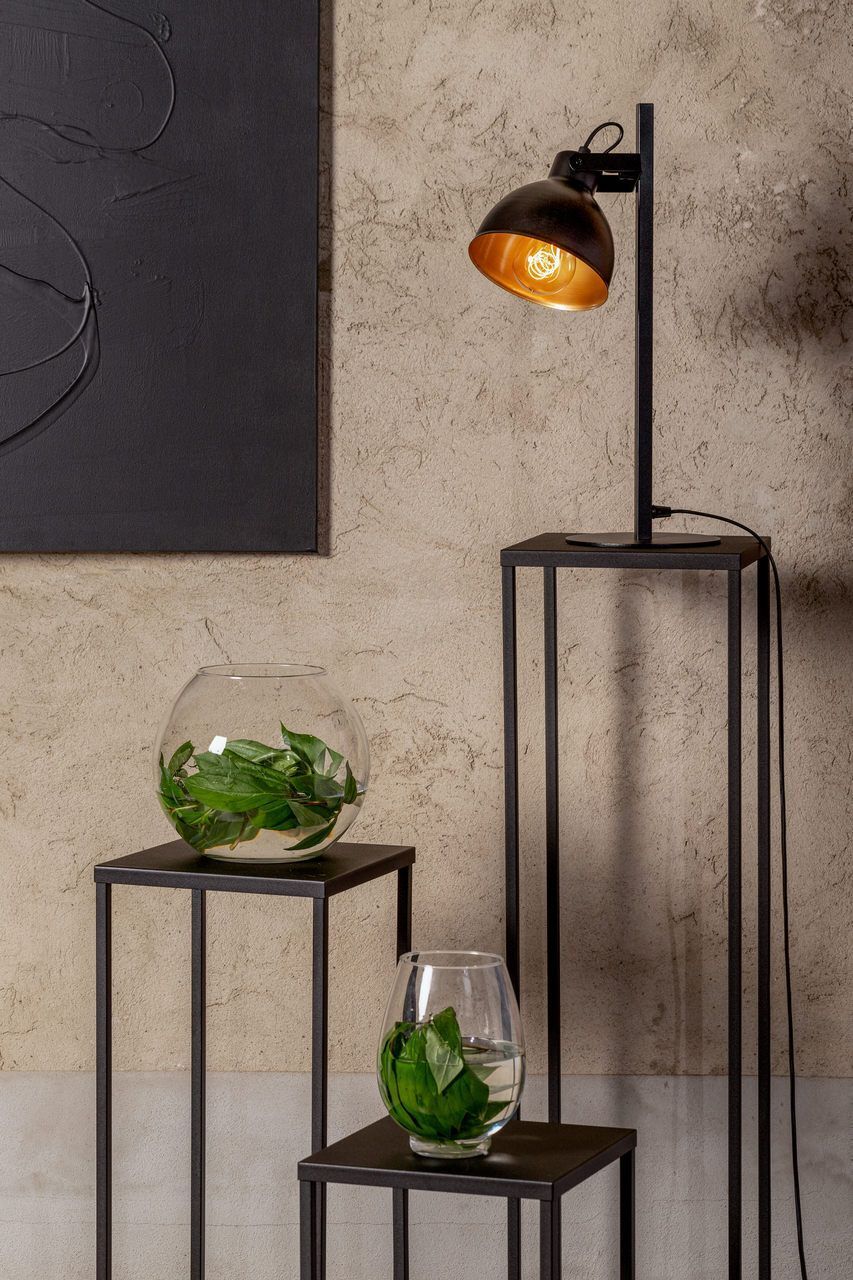 Lampe de table noire or flexible E27 45 cm Industrial