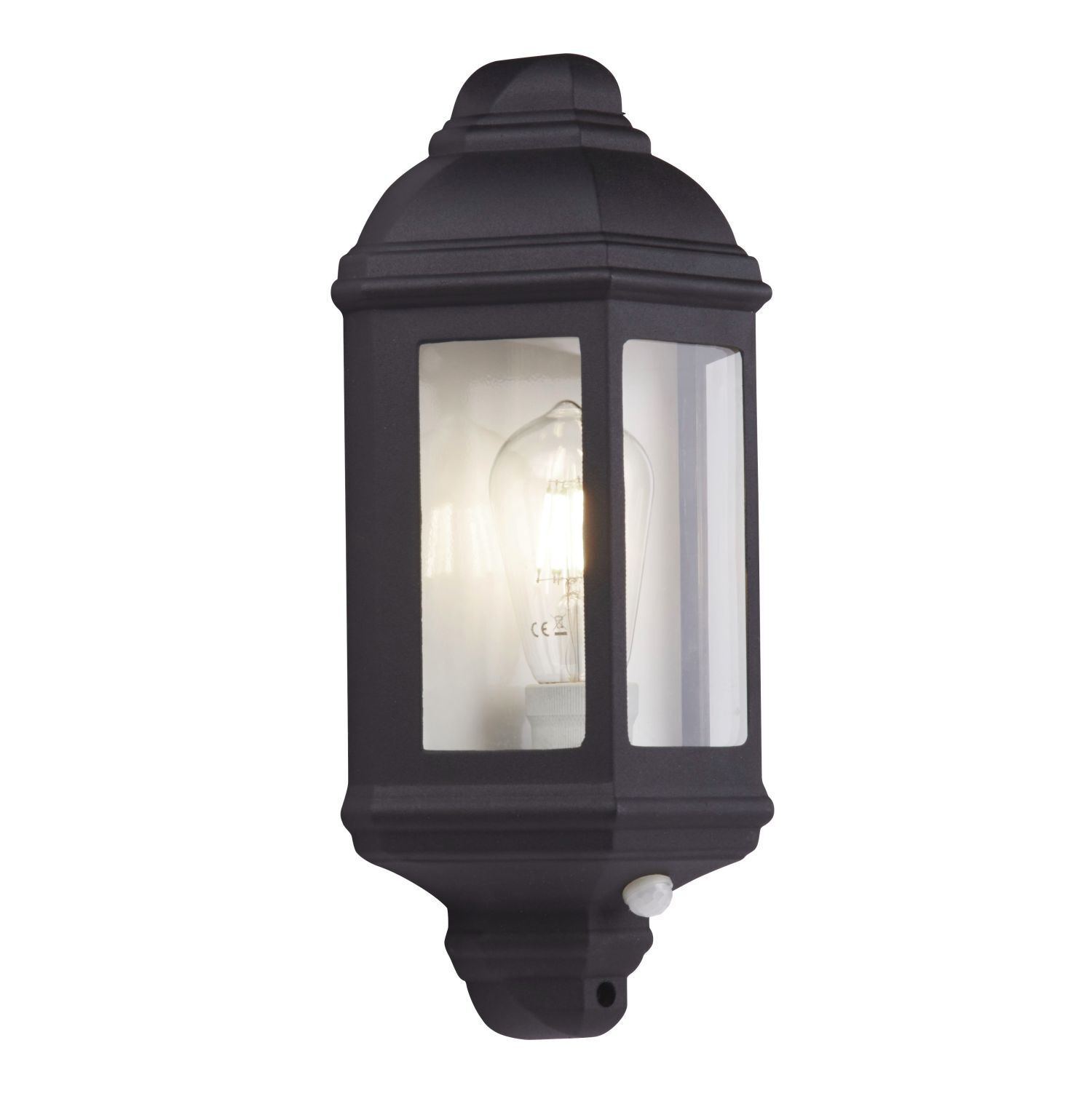 Außenwandlampe IP44 E27 Schwarz Bewegungsmelder H: 36 cm