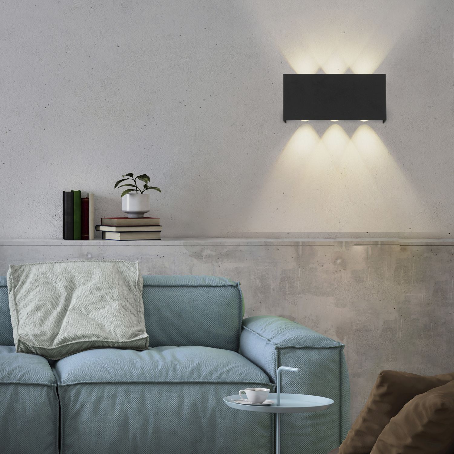 LED Wandleuchte Anthrazit Up Down dimmbar B:17 cm 2 W Kissen, Dekoration für Zuhause, Couch, Wohnzimmer, Innenarchitektur