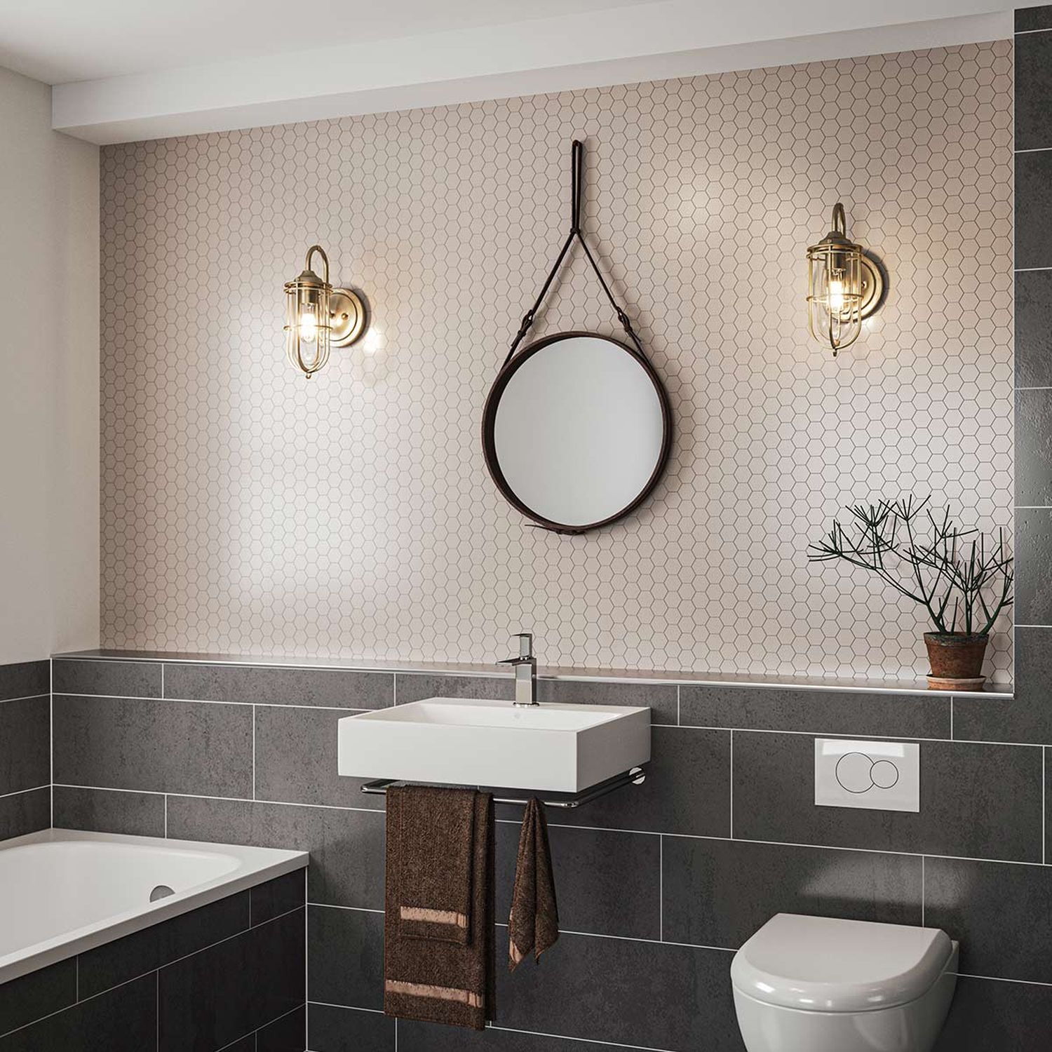 Innenarchitektur, Sinken, Waschbeckenhahn, Lampe, Pflanze