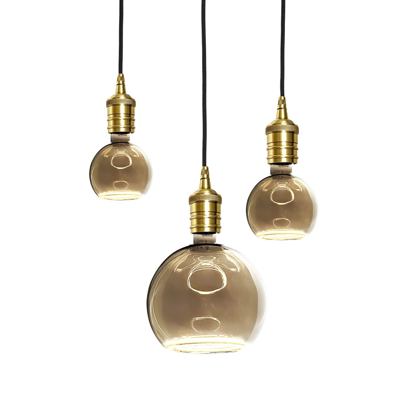 Hängelampe 3-flammig Schwarz Messing Eisen Ø 40 cm für E27 Licht, Leuchte